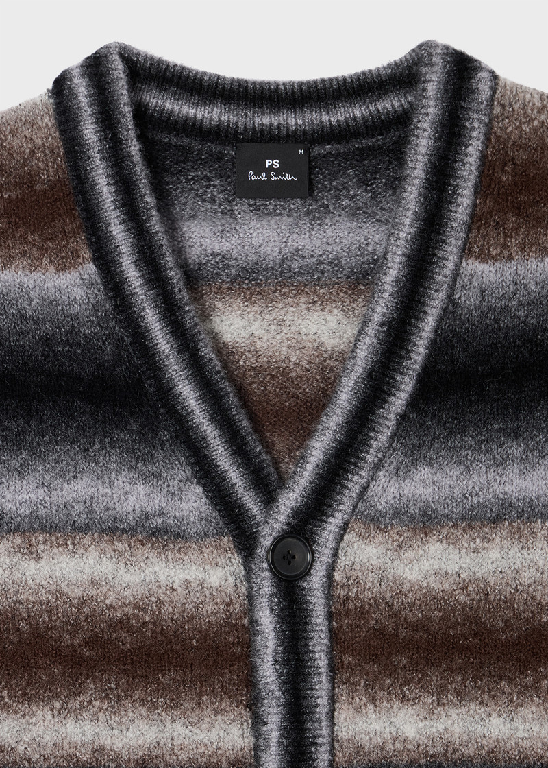 Paul Smith Brown and Black Faded Stripe Cardigan outlook