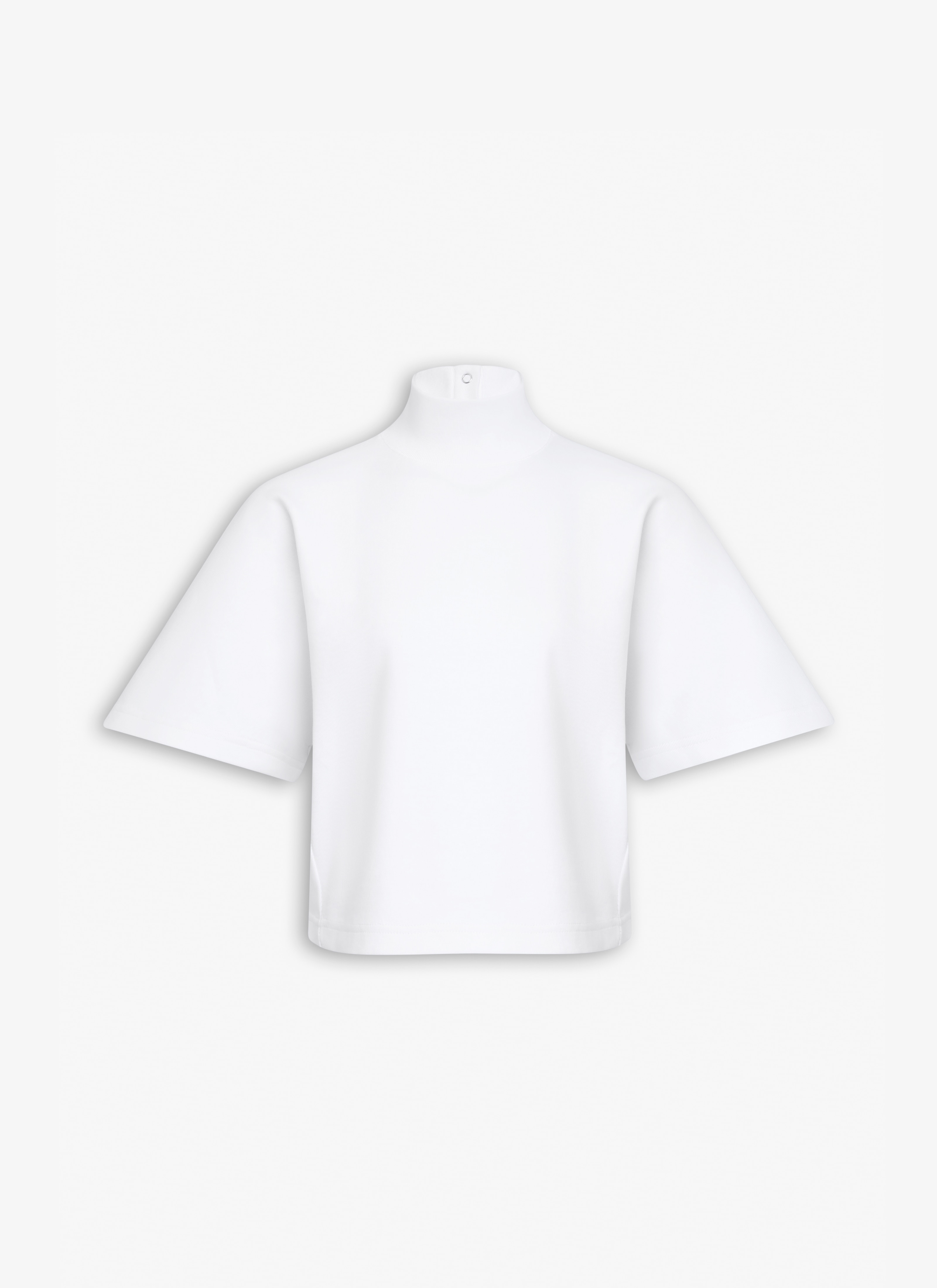 RIBBED COTTON HIGH NECK T-SHIRT - 1