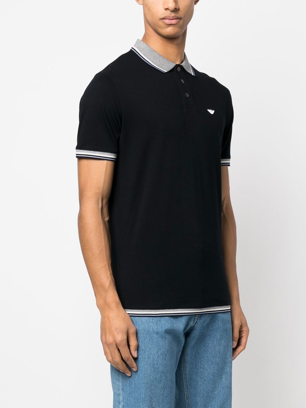 logo-embroidered tipped polo shirt - 3