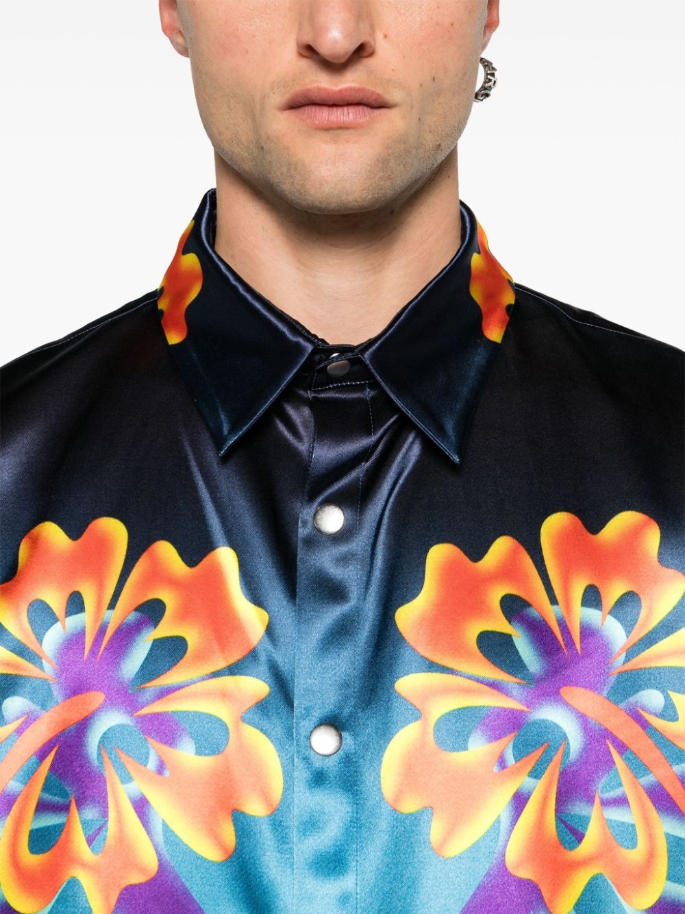 floral-print satin shirt - 5