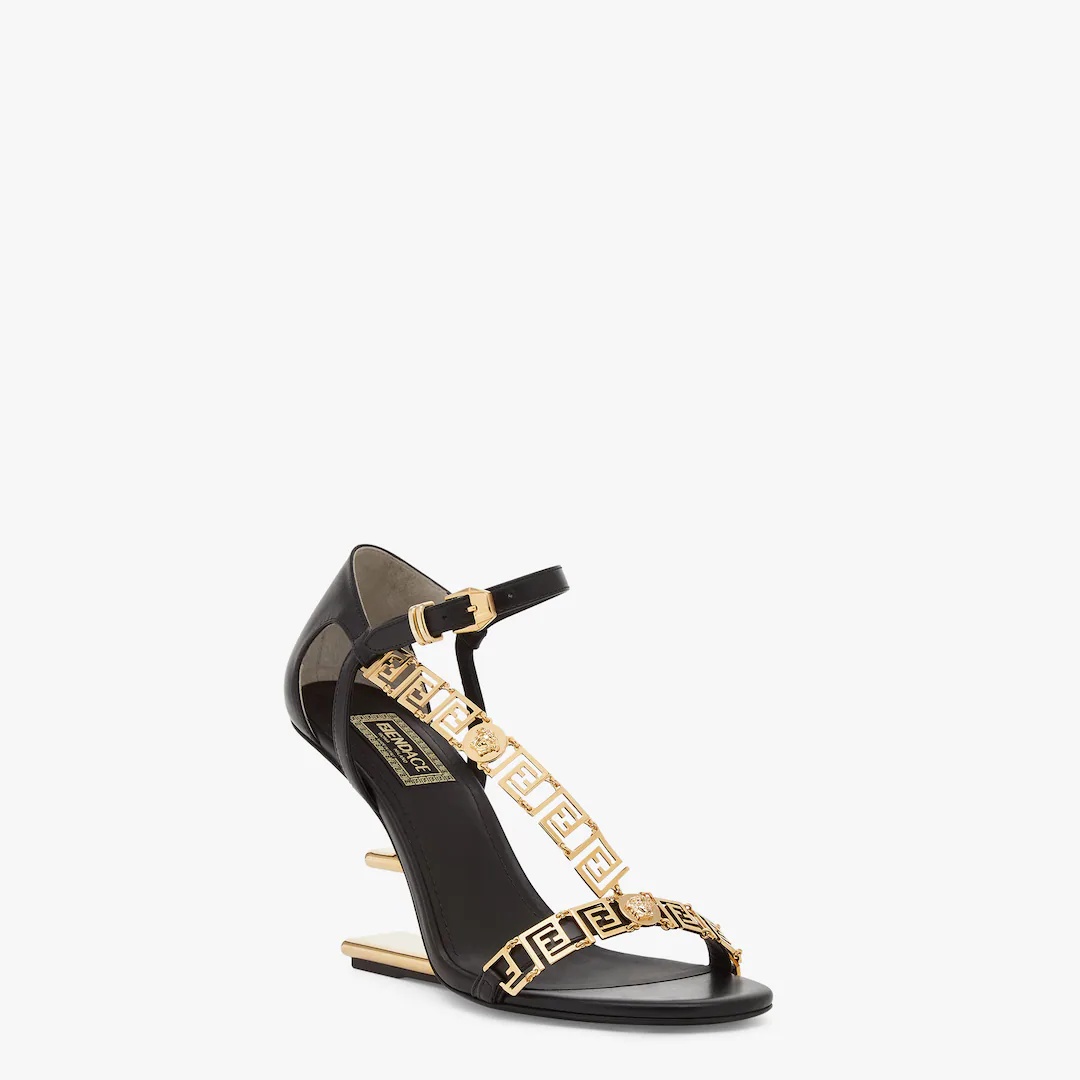 Fendace black leather high-heeled sandals - 2