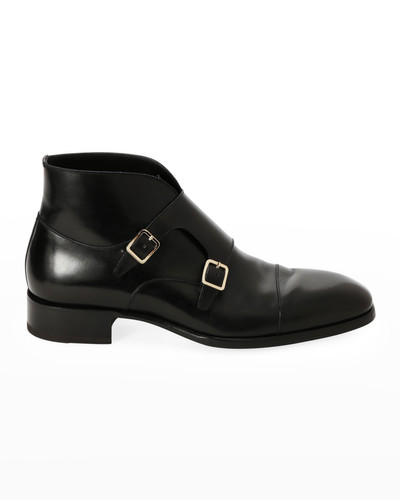 TOM FORD Men's Double-Monk Strap Leather Ankle Boots outlook