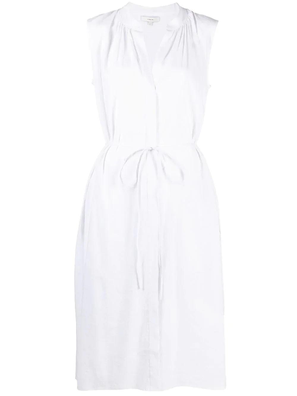 shirred band collar dress - 1