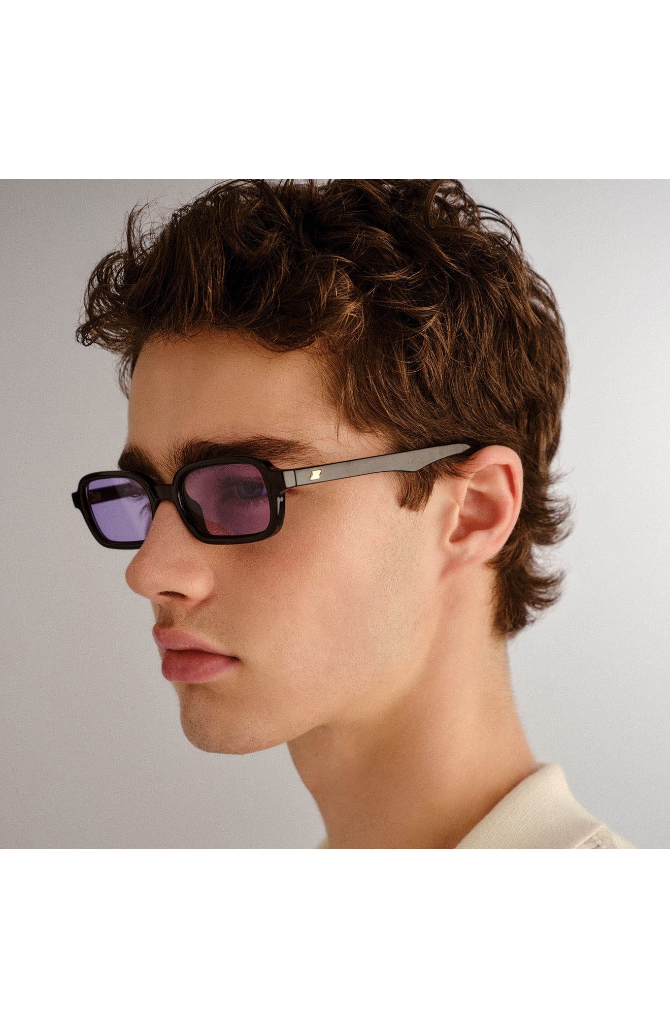 Le Specs Pilferer 53mm Rectangular Sunglasses in Black/lilac Tint at Nordstrom - 6