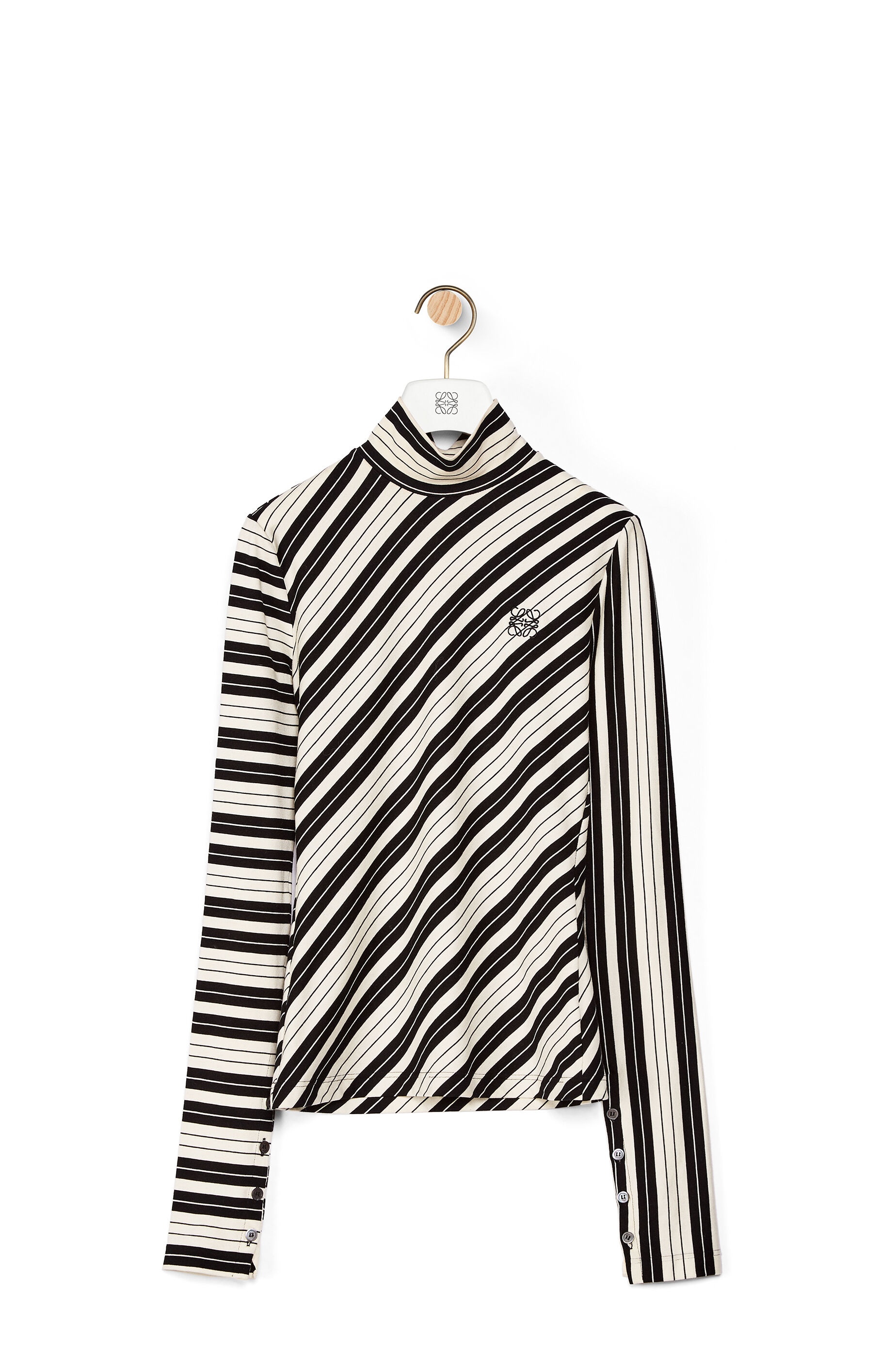 High neck top in bias striped cotton - 1