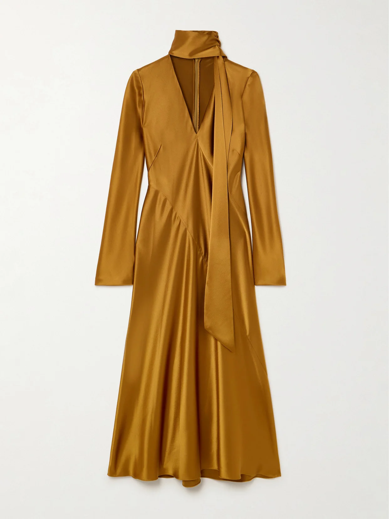 Audrey Tie-detailed Satin Midi Dress - 1