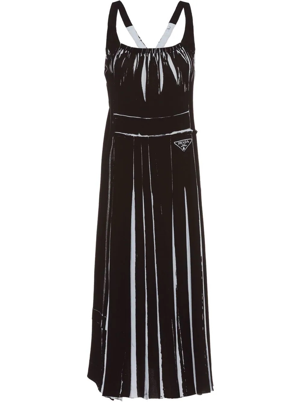 sleeveless printed sablé dress - 1