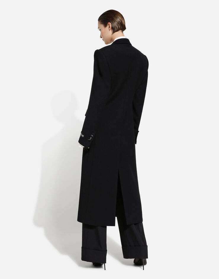 Long single-breasted wool tuxedo coat - 4