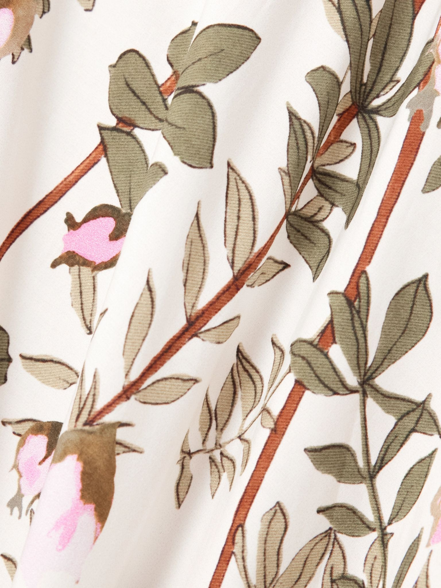 Pleated floral-print cotton-poplin midi dress White - 4