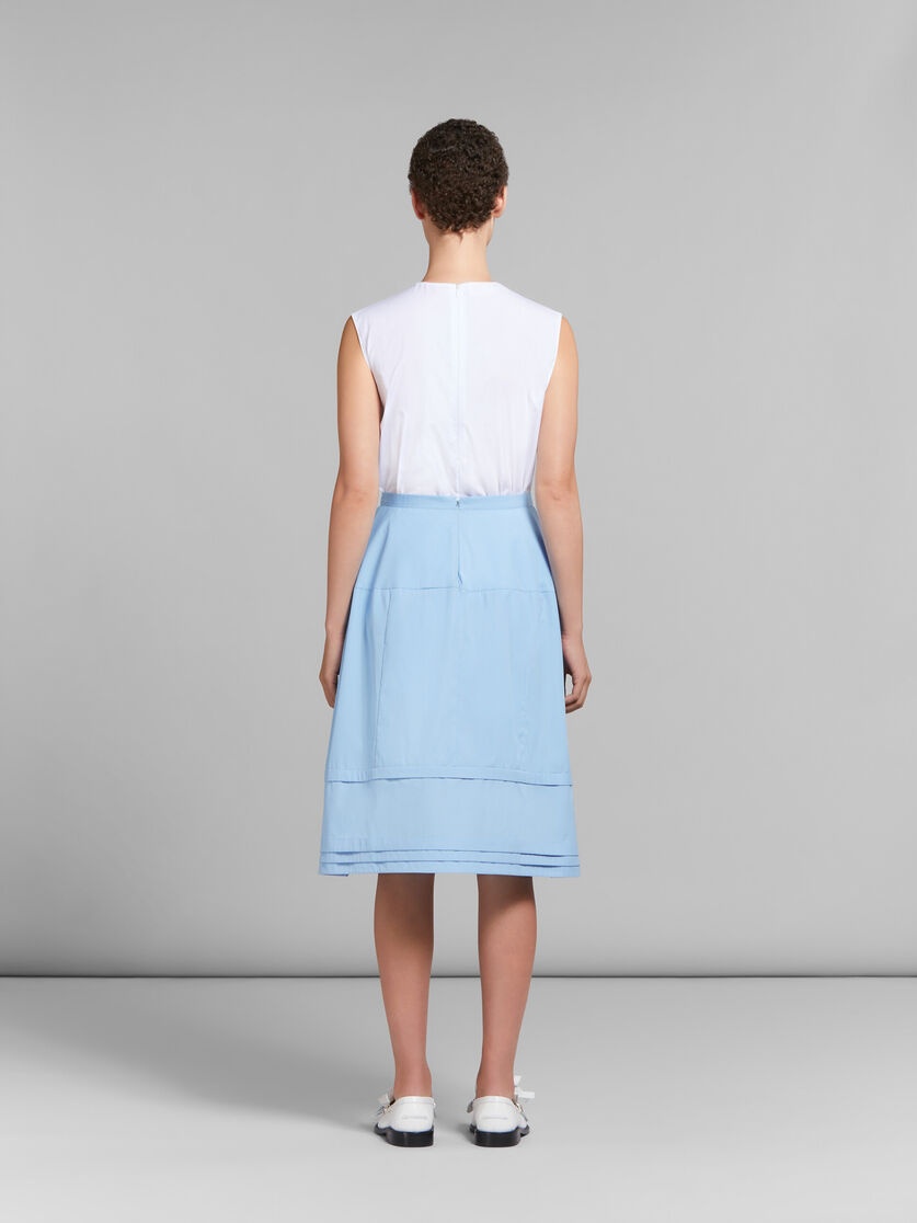 LIGHT BLUE POPLIN FLARED MIDI SKIRT - 3