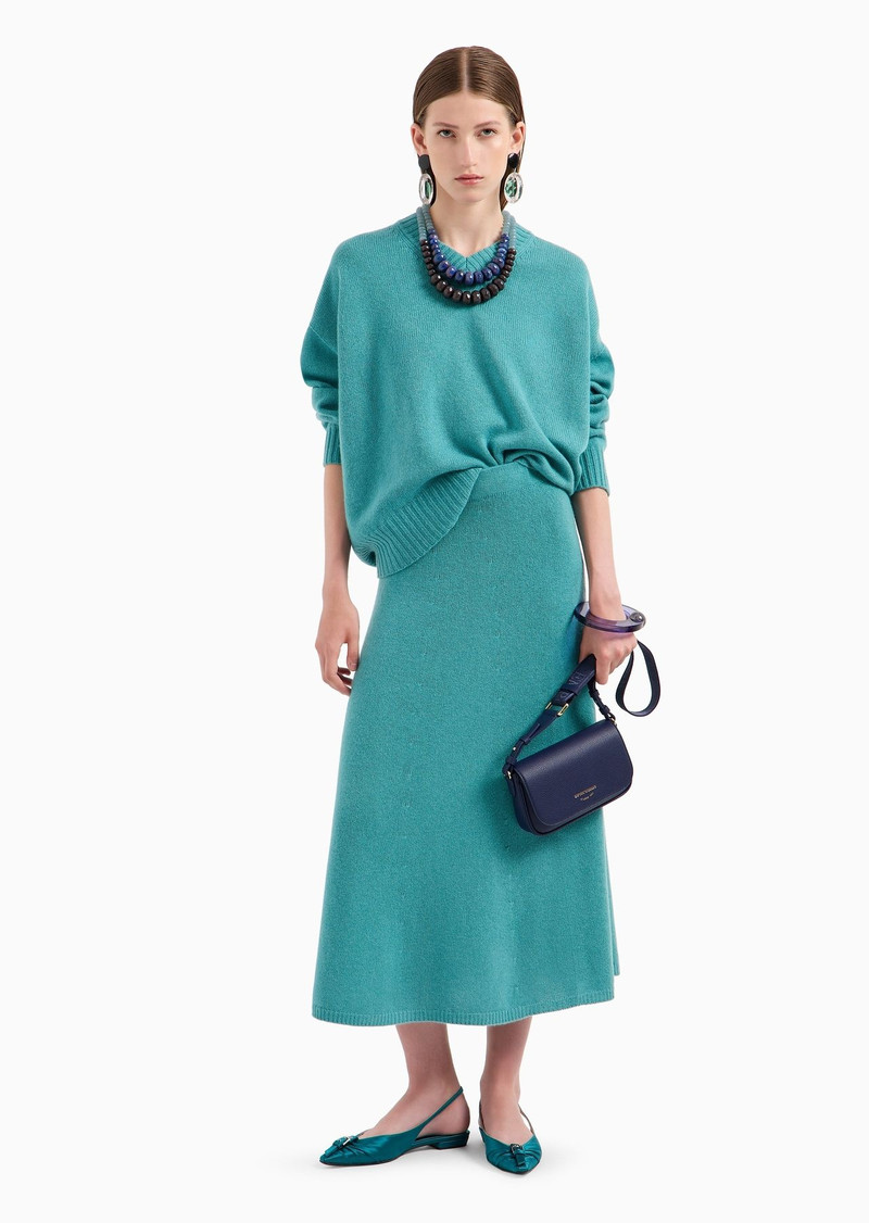 EMPORIO ARMANI Seamless plain virgin wool midi skirt outlook