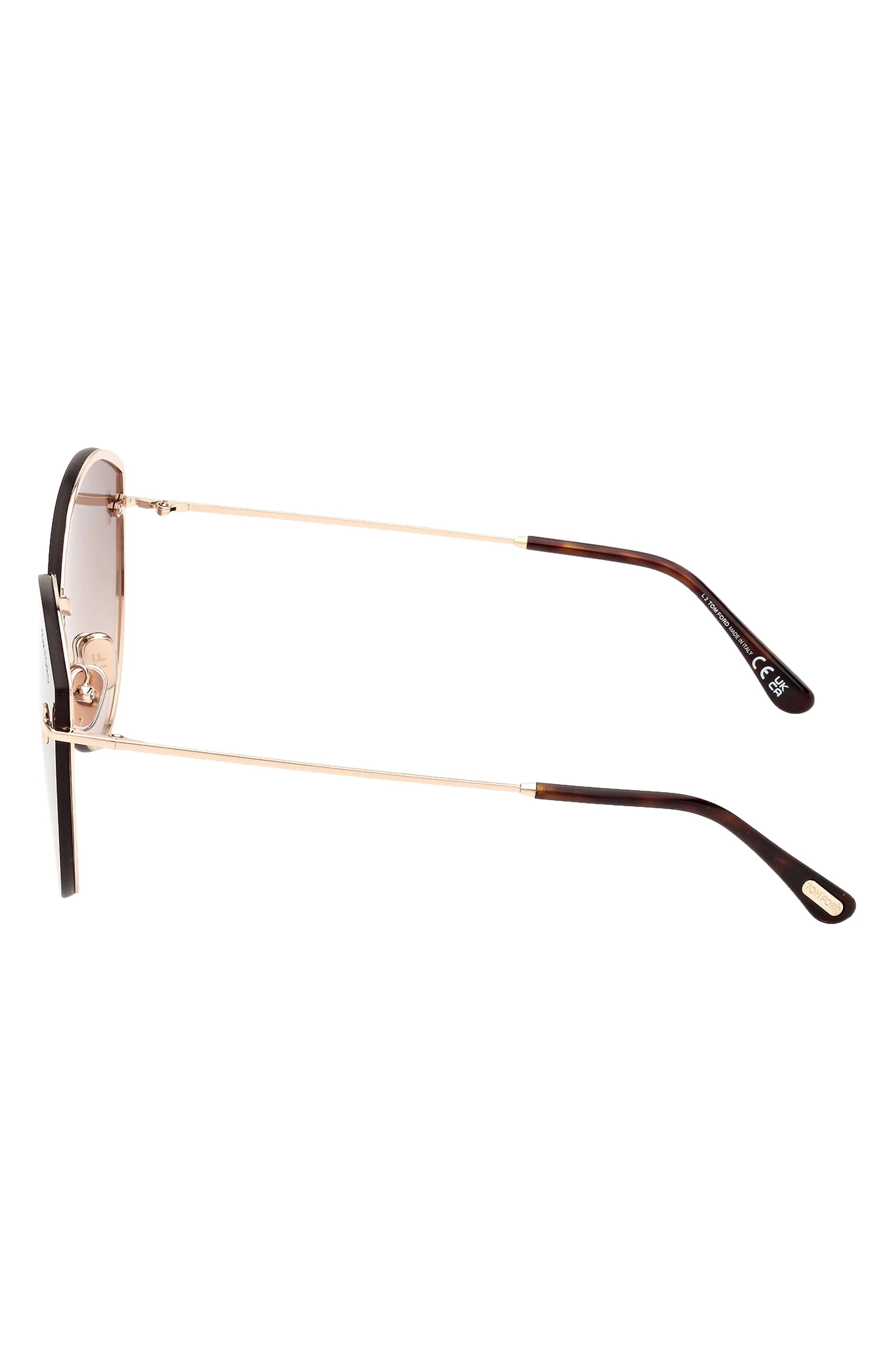 Evangeline 63mm Oversize Gradient Cat Eye Sunglasses in Shiny Rose Gold /Brown Gold - 8