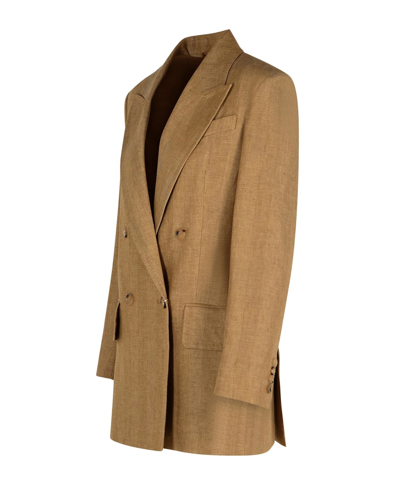 'gerla' Brown Linen Blazer - 2