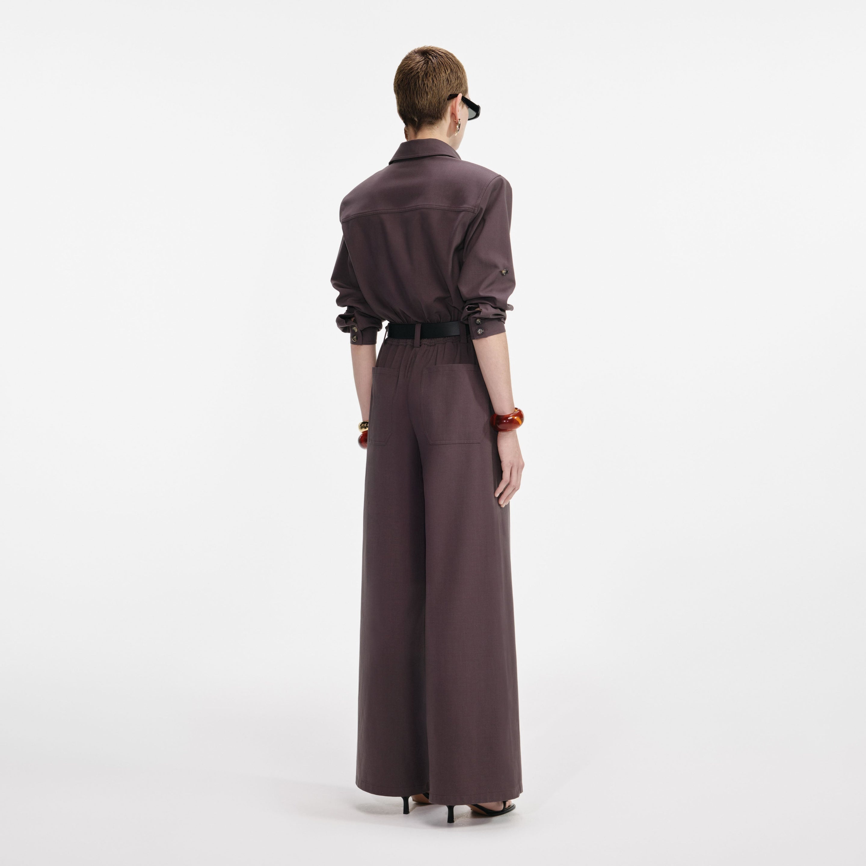 Brown Twill Jumpsuit - 3