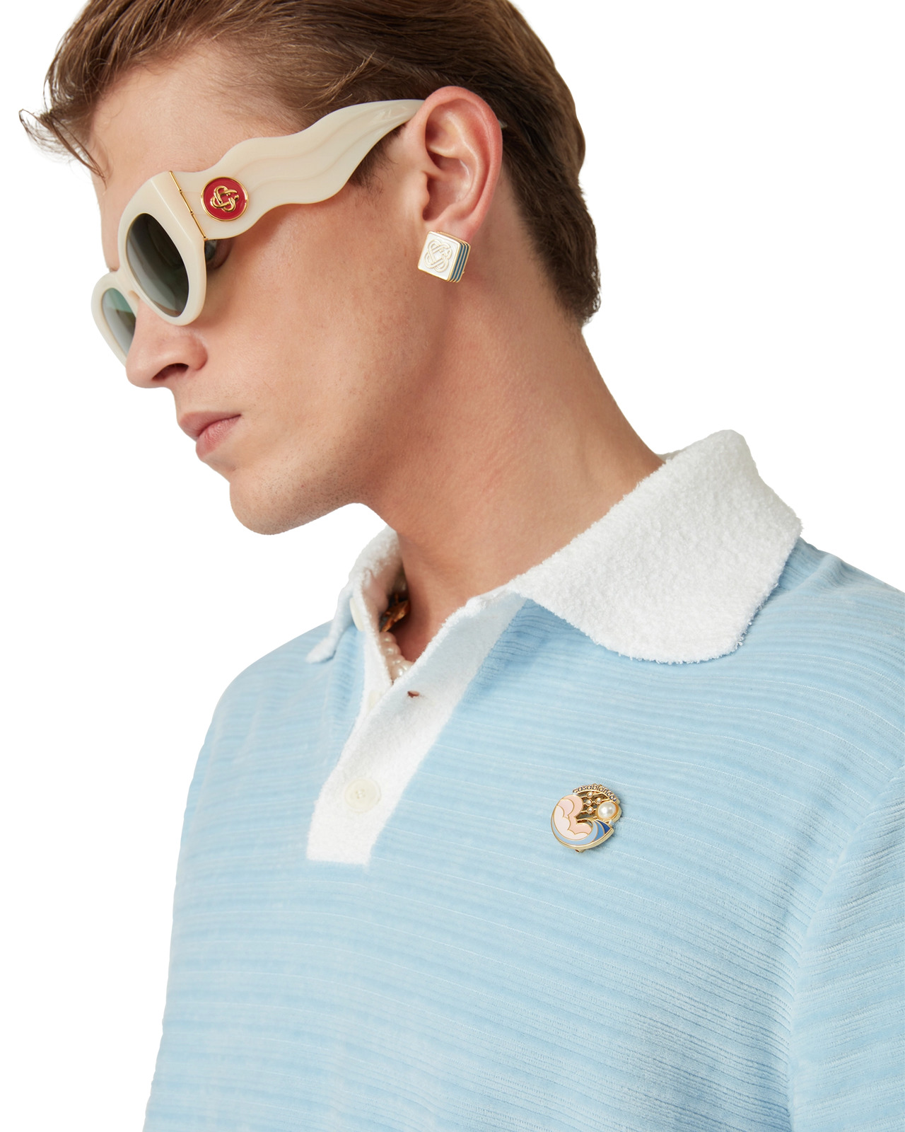 Velour Stripe Polo Shirt | Casablanca Paris - 5