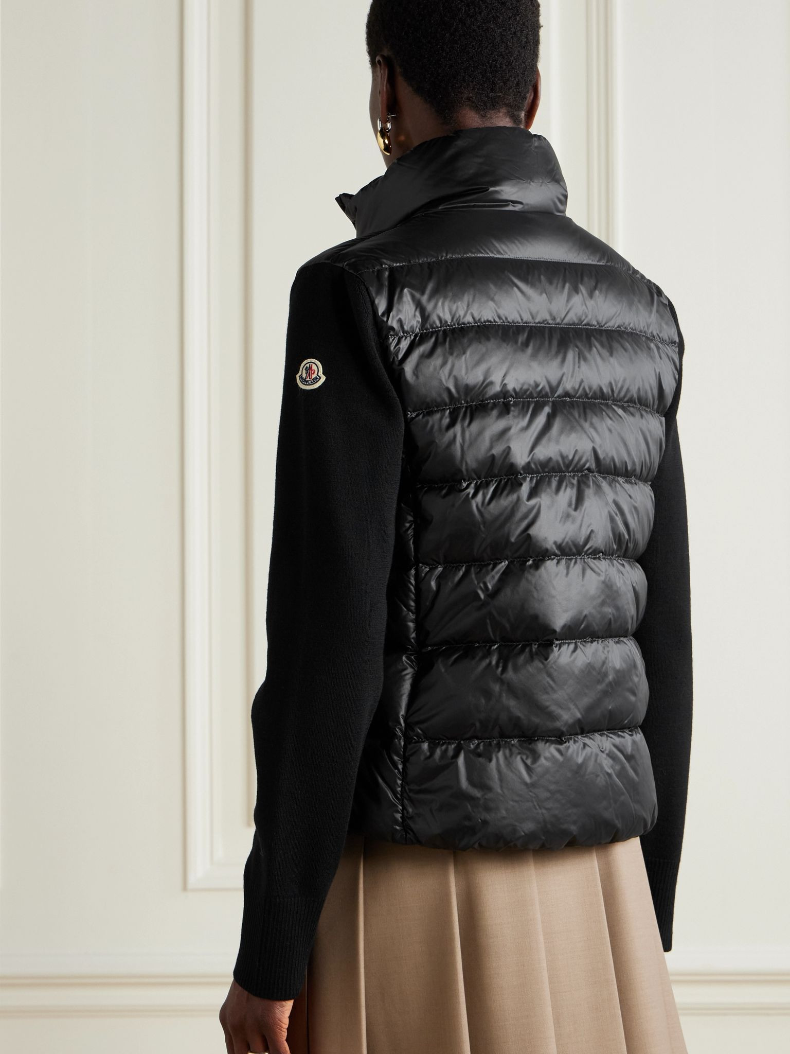 Wool and shell quilted down jacket Black - 3