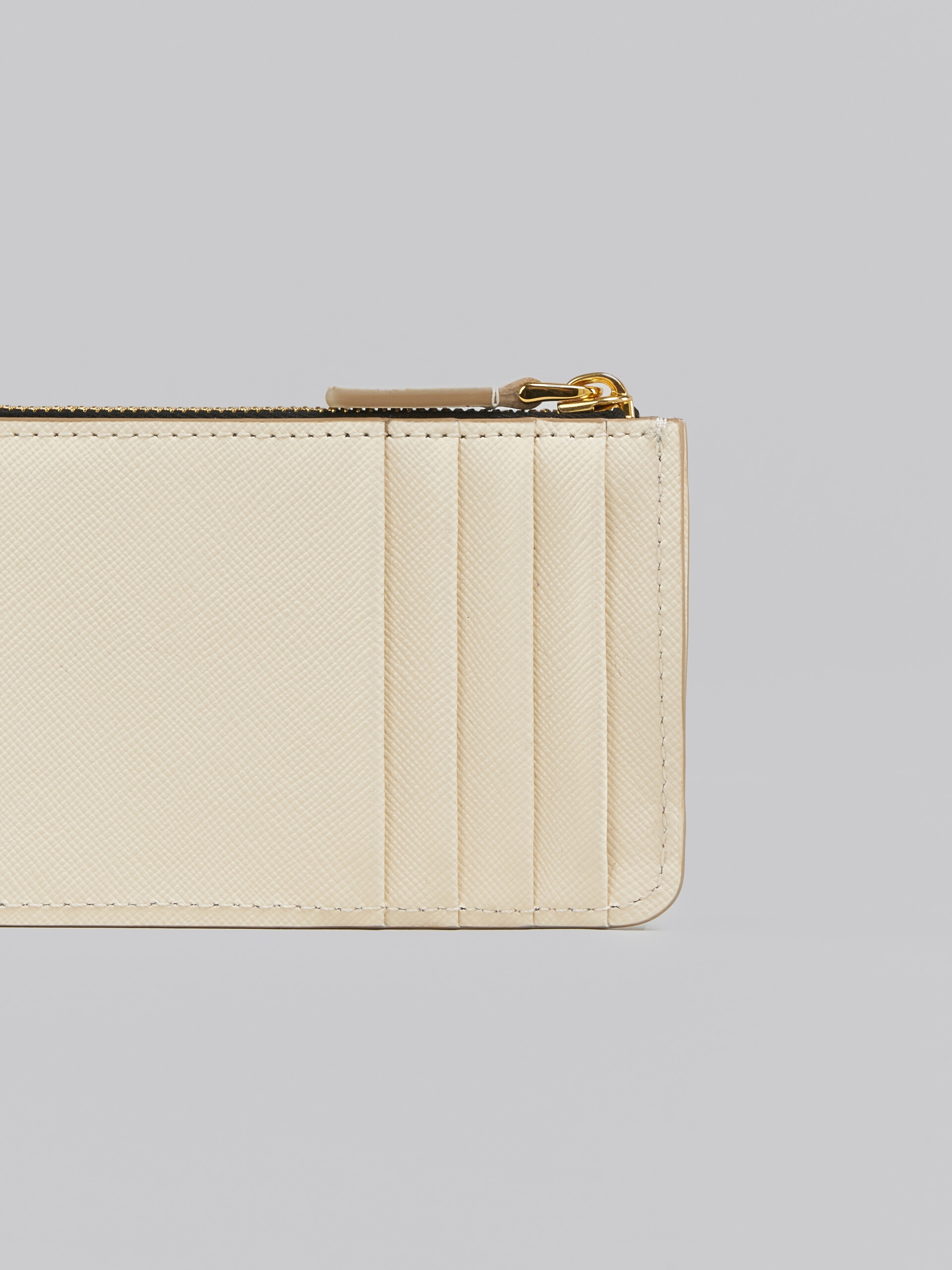 WHITE SAFFIANO LEATHER CARD CASE - 4