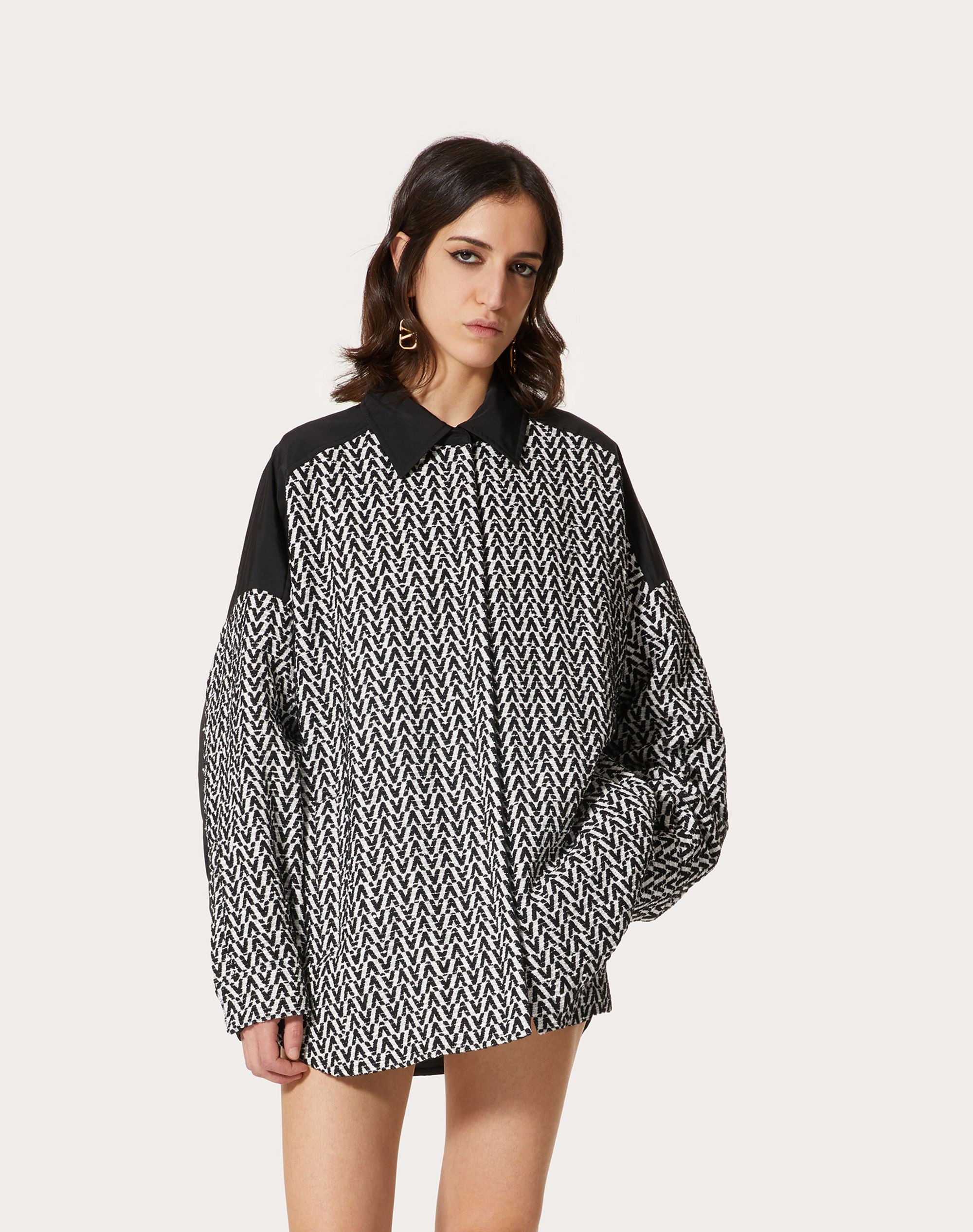 OPTICAL VALENTINO BOUCLÉ PEA COAT - 3