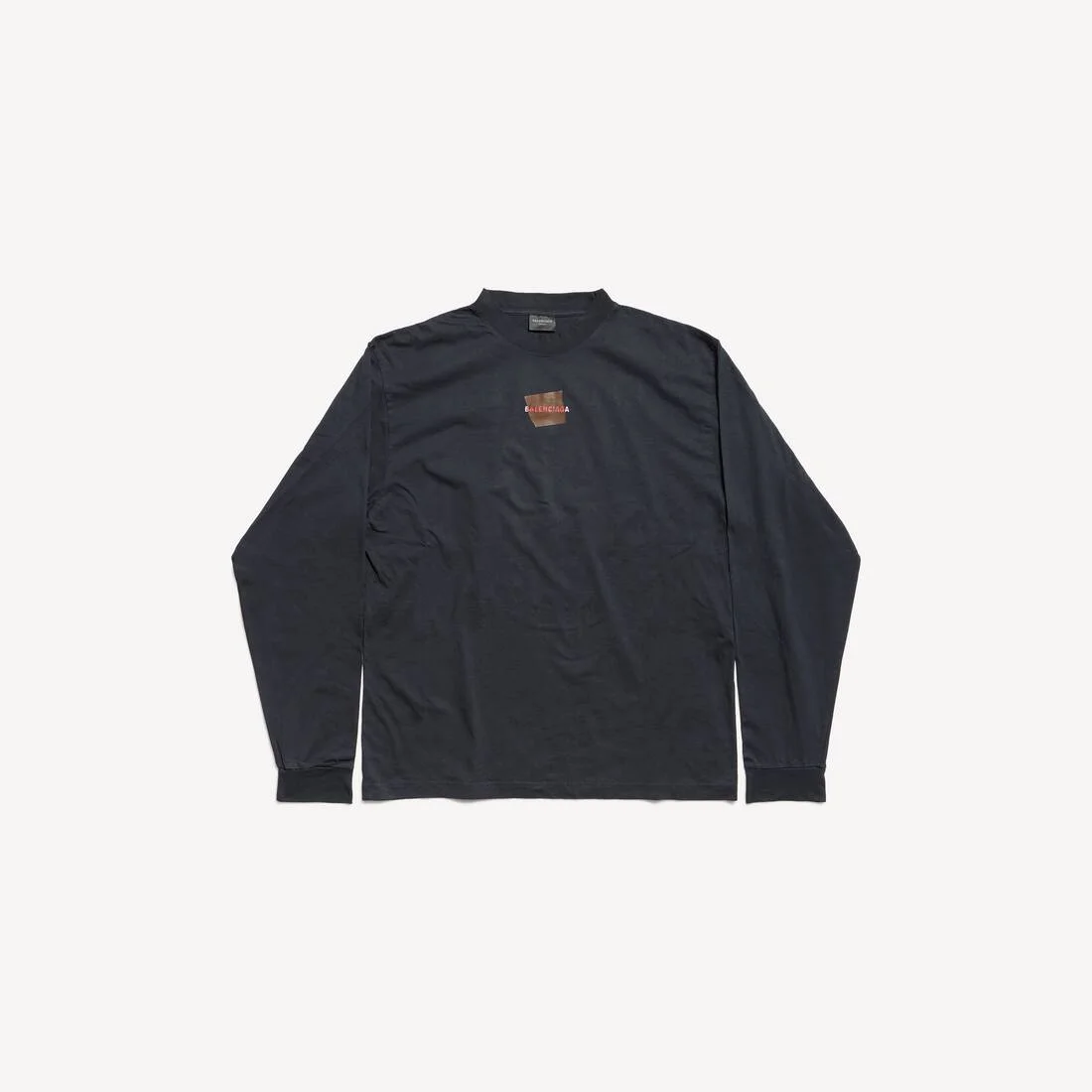 Taped Balenciaga Back Long Sleeve T-shirt Medium Fit in Faded Black/white/red - 1