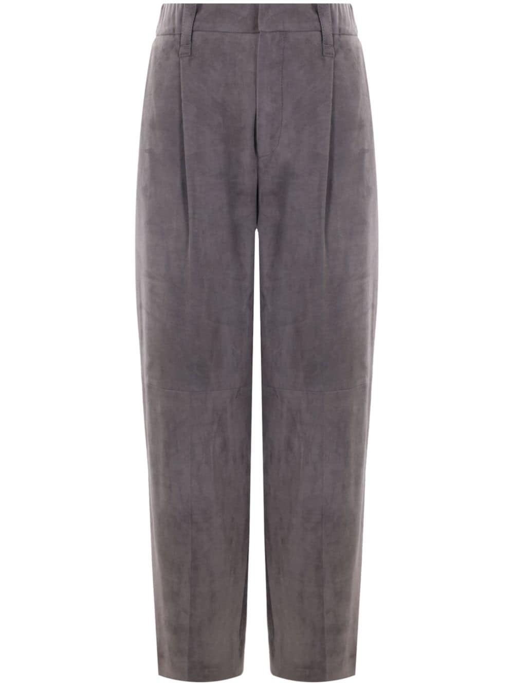 elasticated calf suede trousers - 1