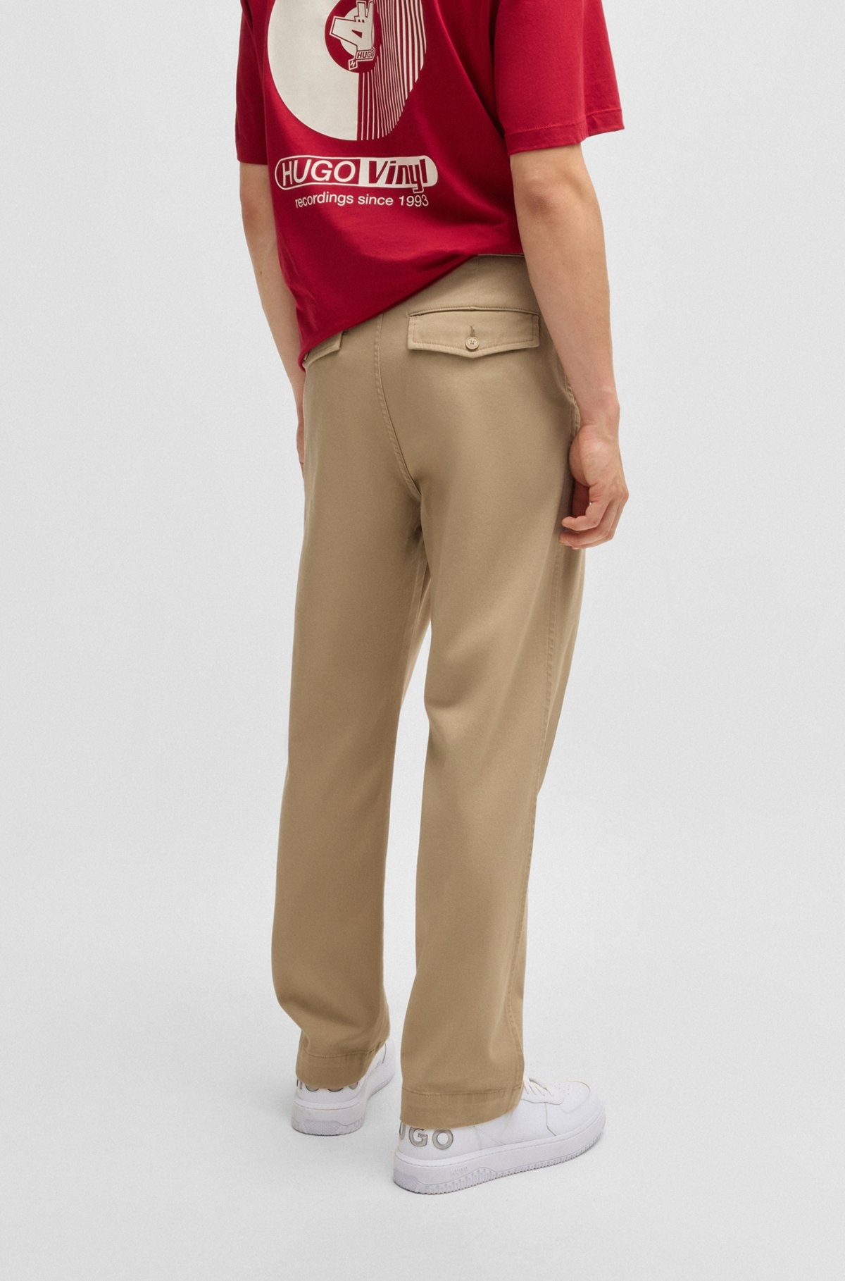 REGULAR-FIT TROUSERS IN COTTON TWILL WITH SIGNATURE LABEL - 4