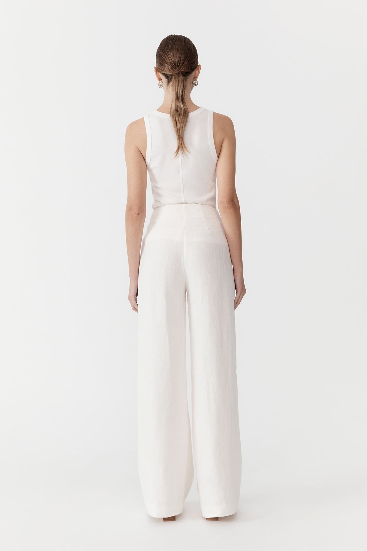 Linen Wide Leg Pants - Ivory - 5