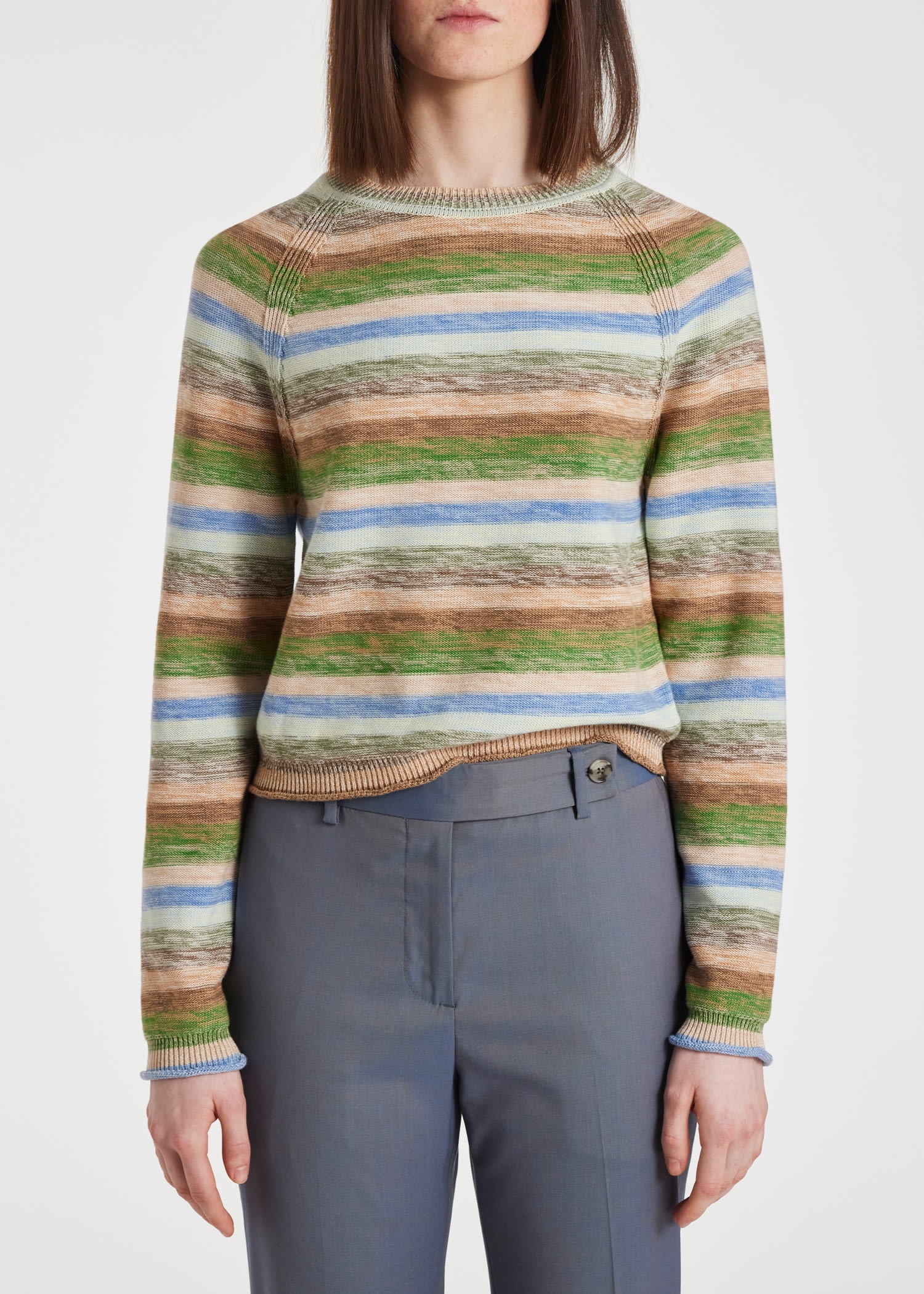 Green Space Dye Crew Neck Sweater - 3