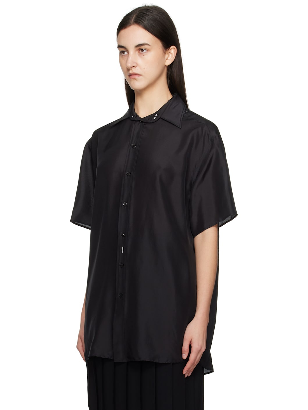 Black Dual Wear Light Silk Shirt - 4