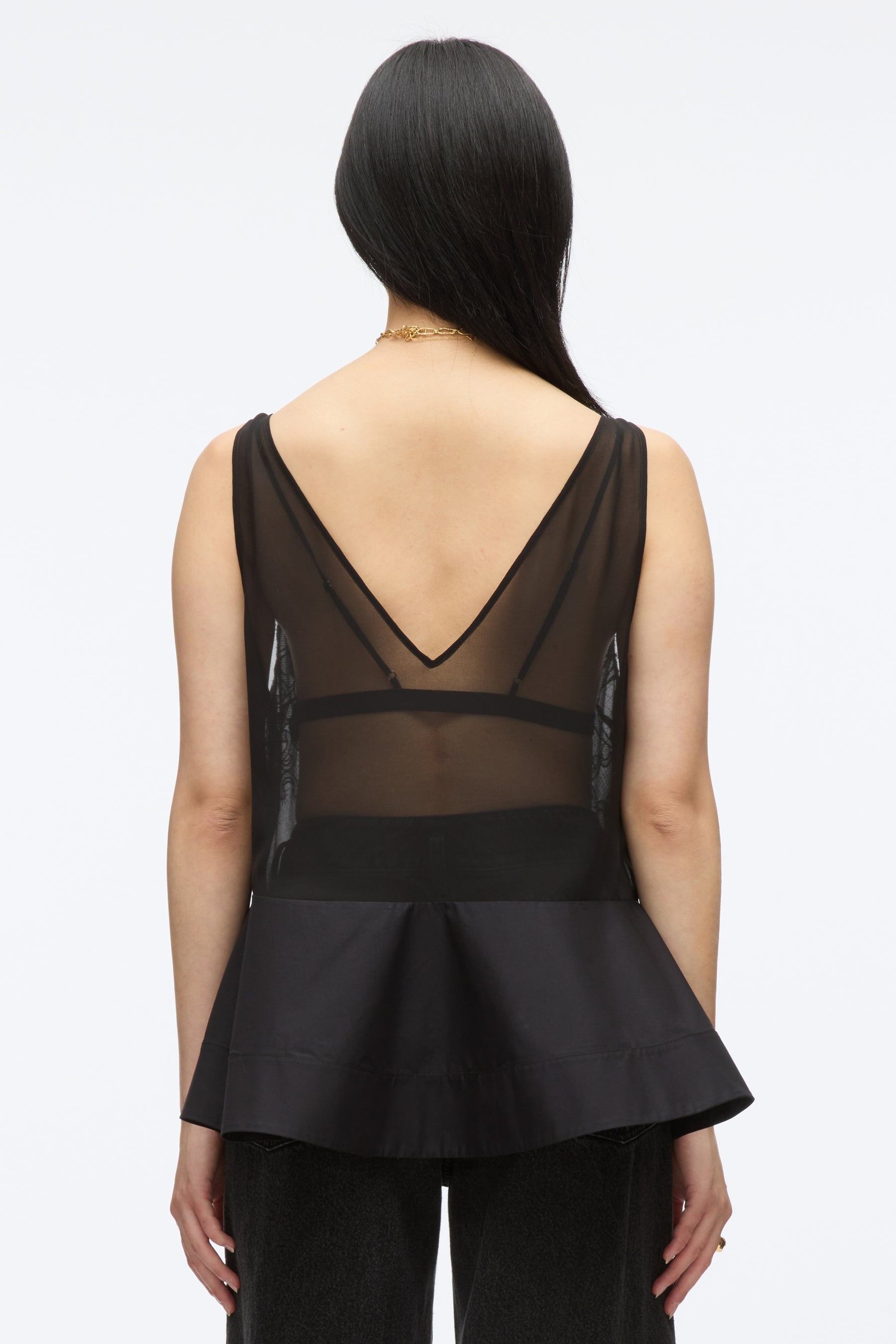 Chiffon Peplum Tank with Lace - 7