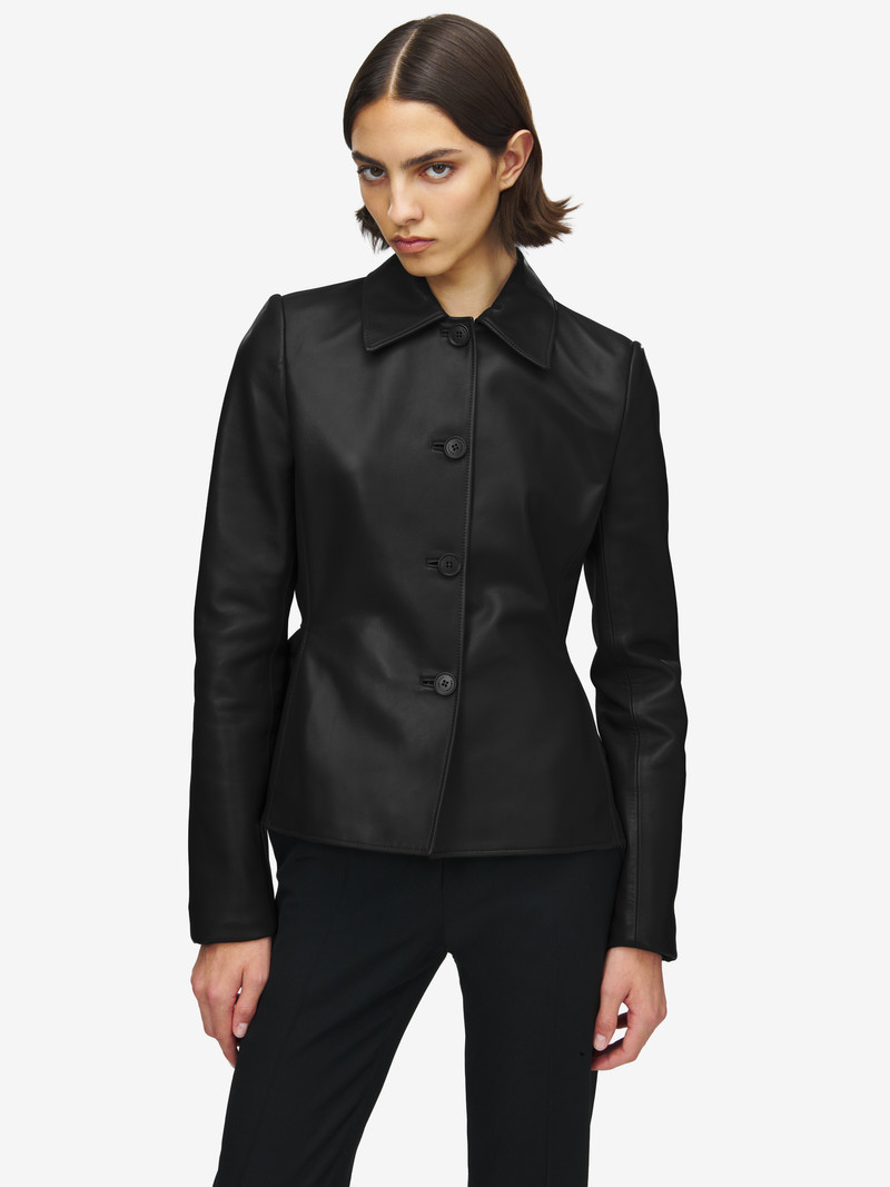 Alexander McQueen Leather Peplum Jacket outlook