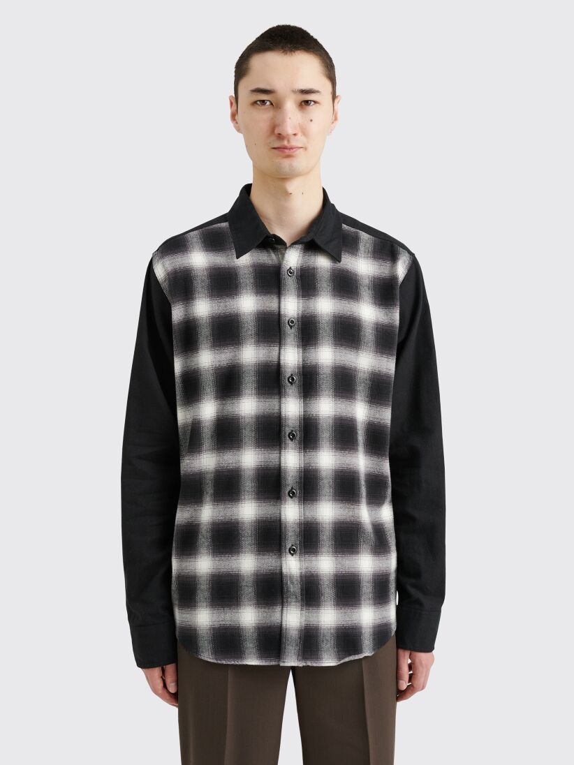 NOAH PLAID PANEL SHIRT BLACK / WHITE - 1