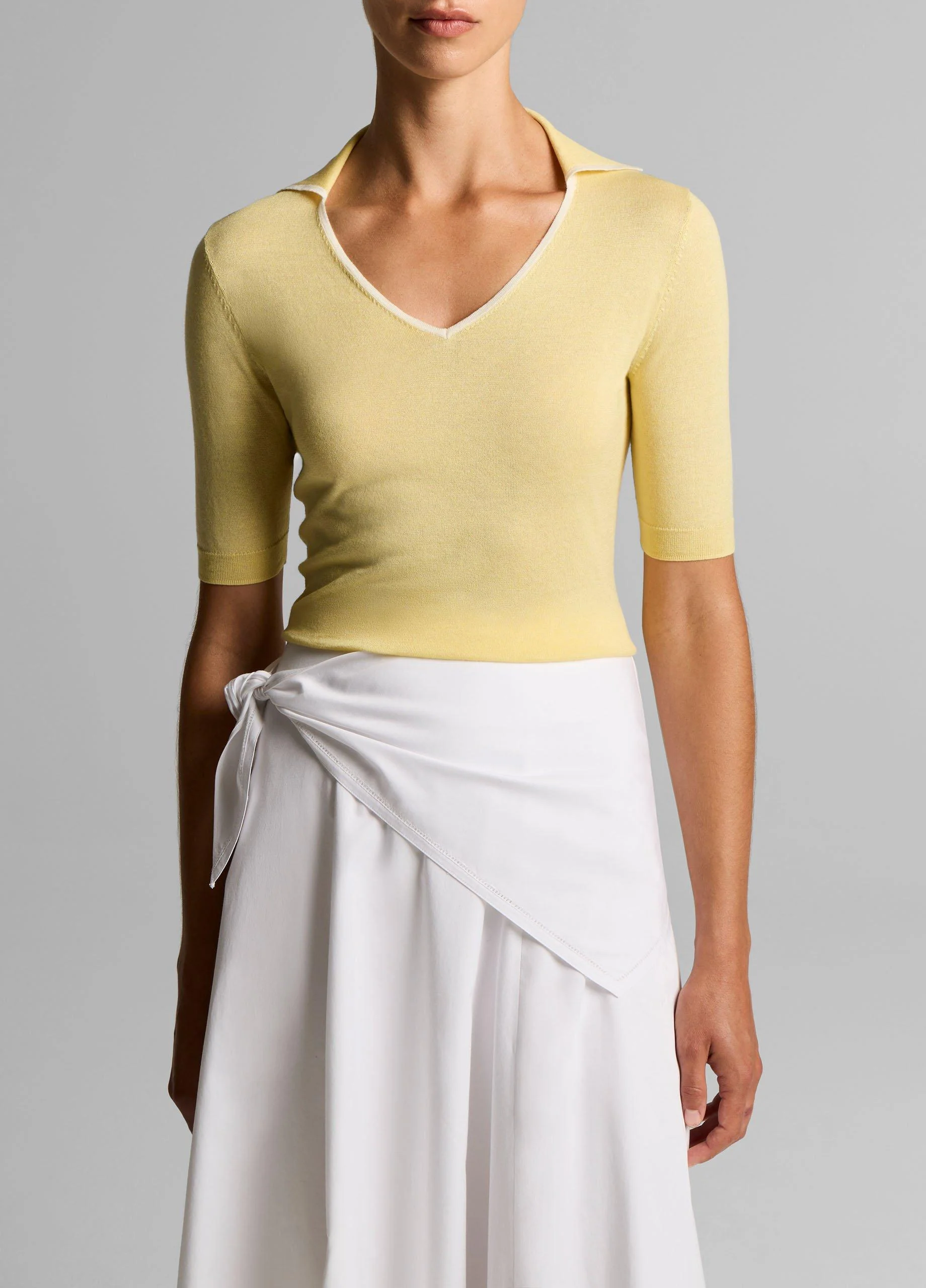 Tipped Italian Cotton-Cashmere Polo Sweater - 1