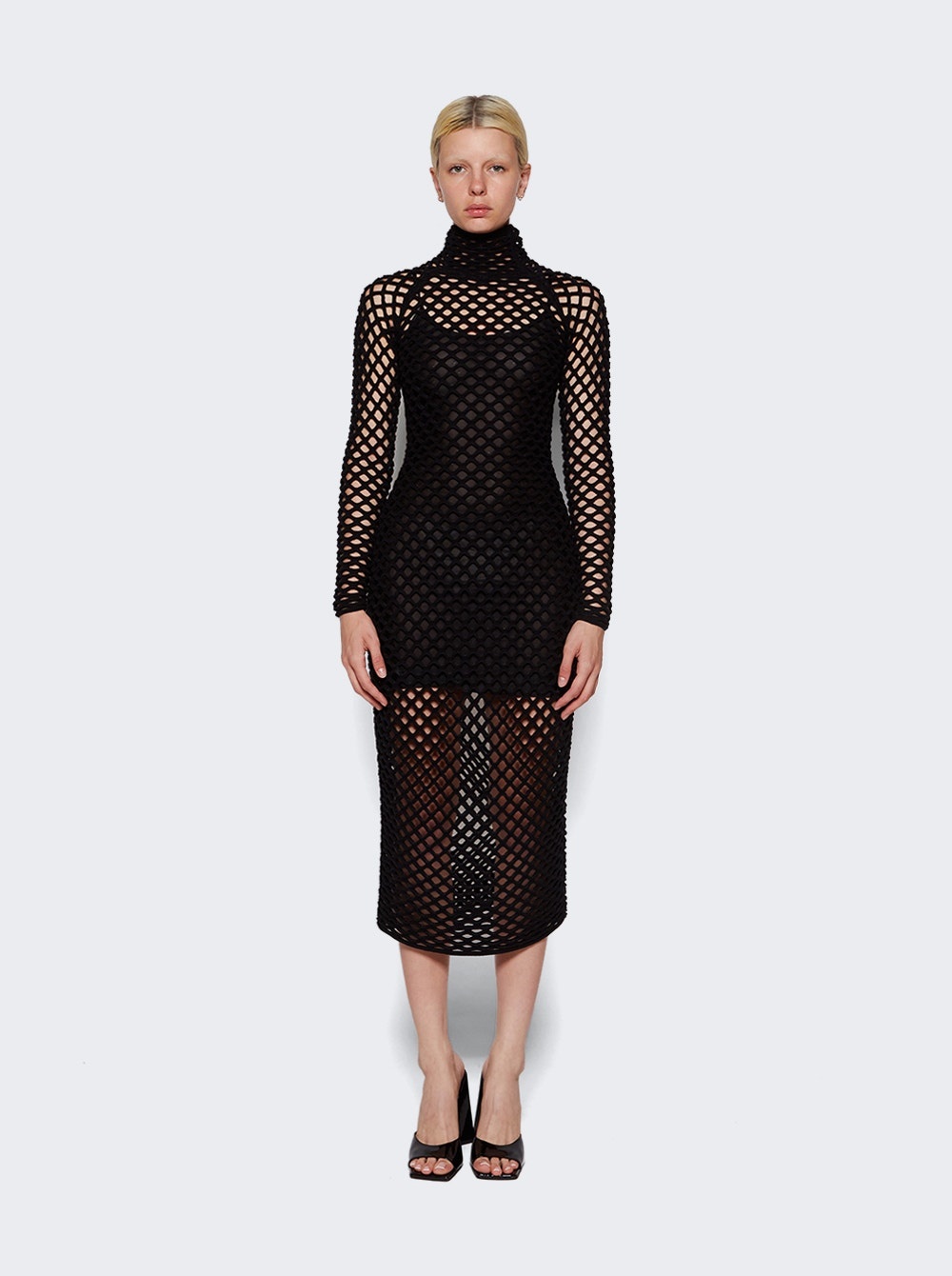 Cage Knit Tube Dress Black - 2