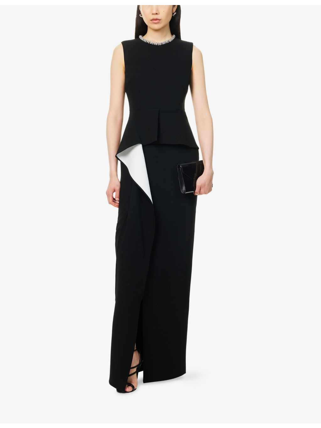 Embellished Wavy-Panel Woven Maxi Dress - 2