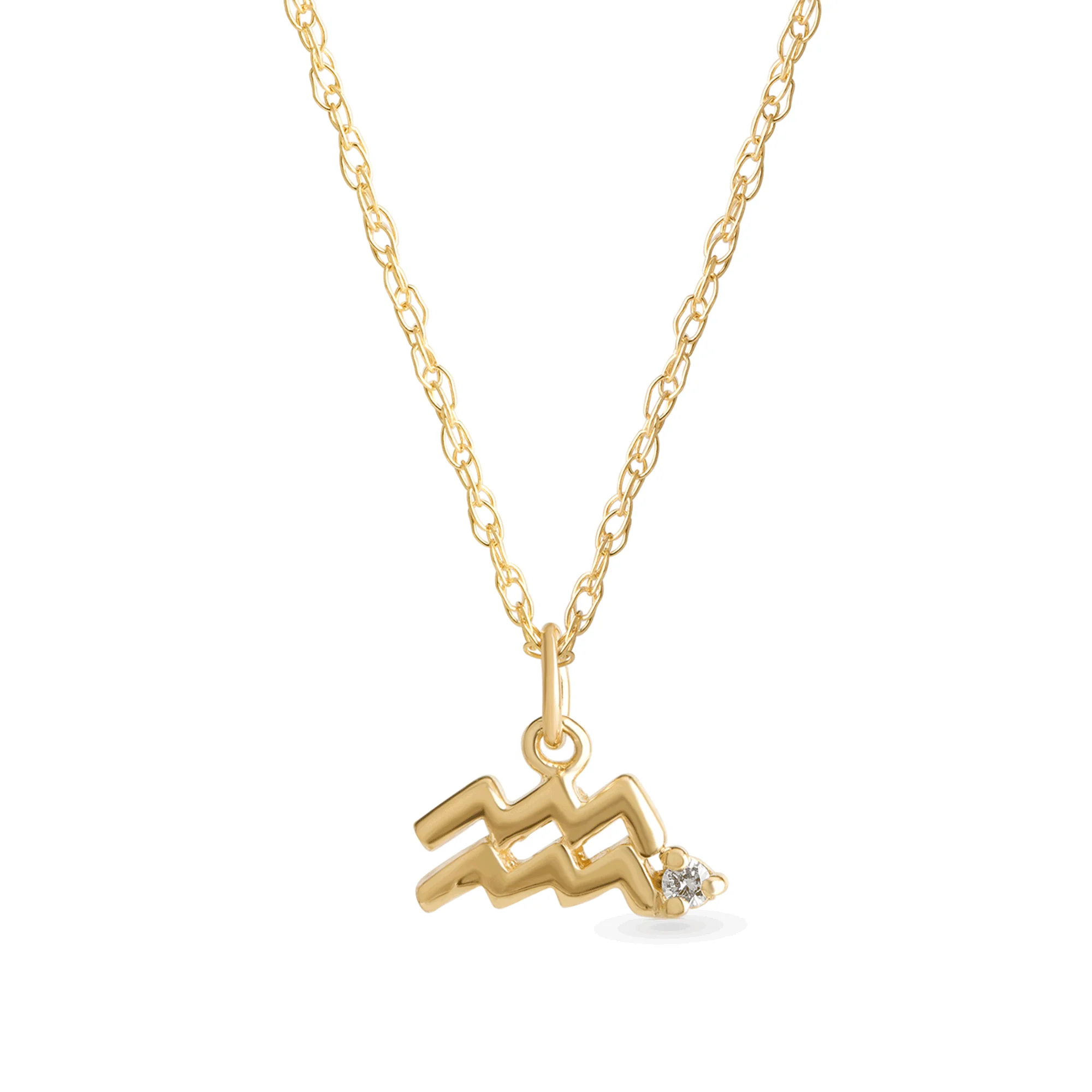Zodiac Charm Necklace with Diamond - 1