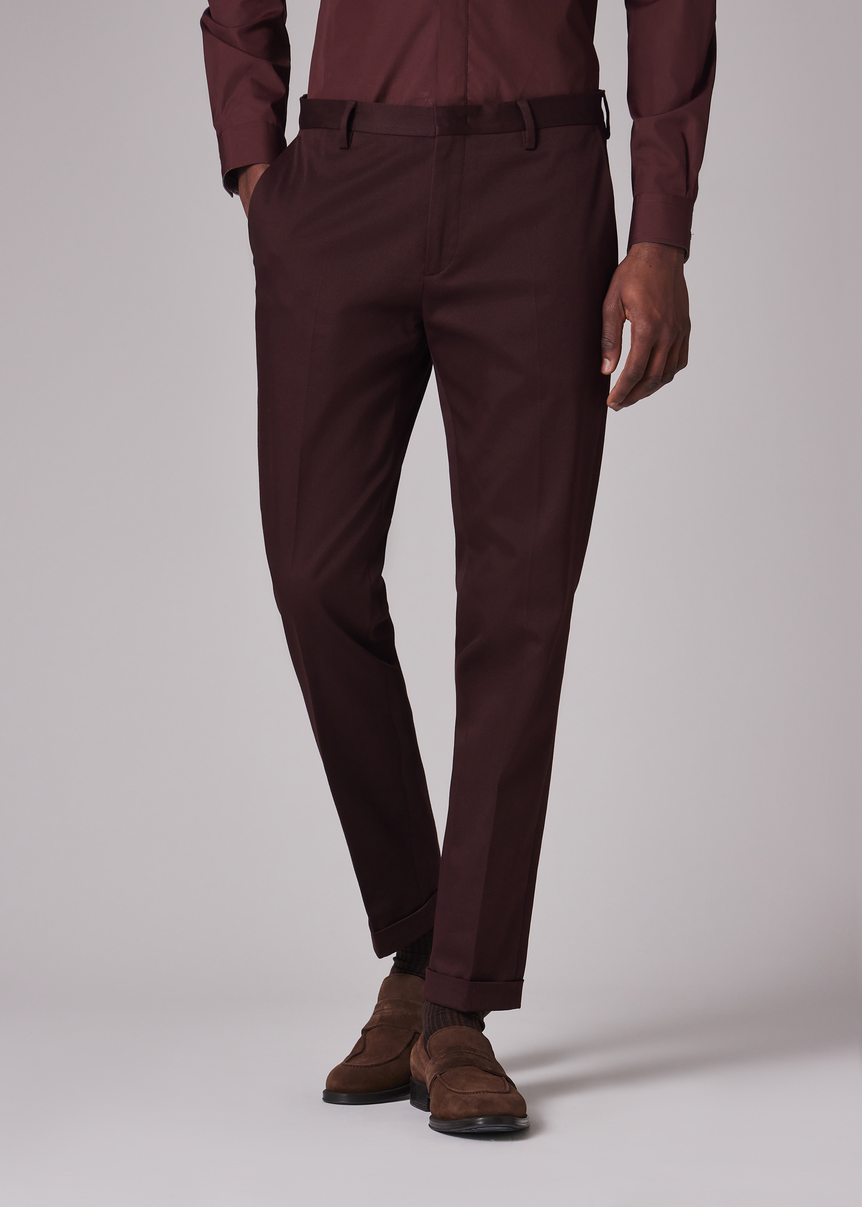 Slim-Fit Burgundy Cotton-Stretch Chinos - 3