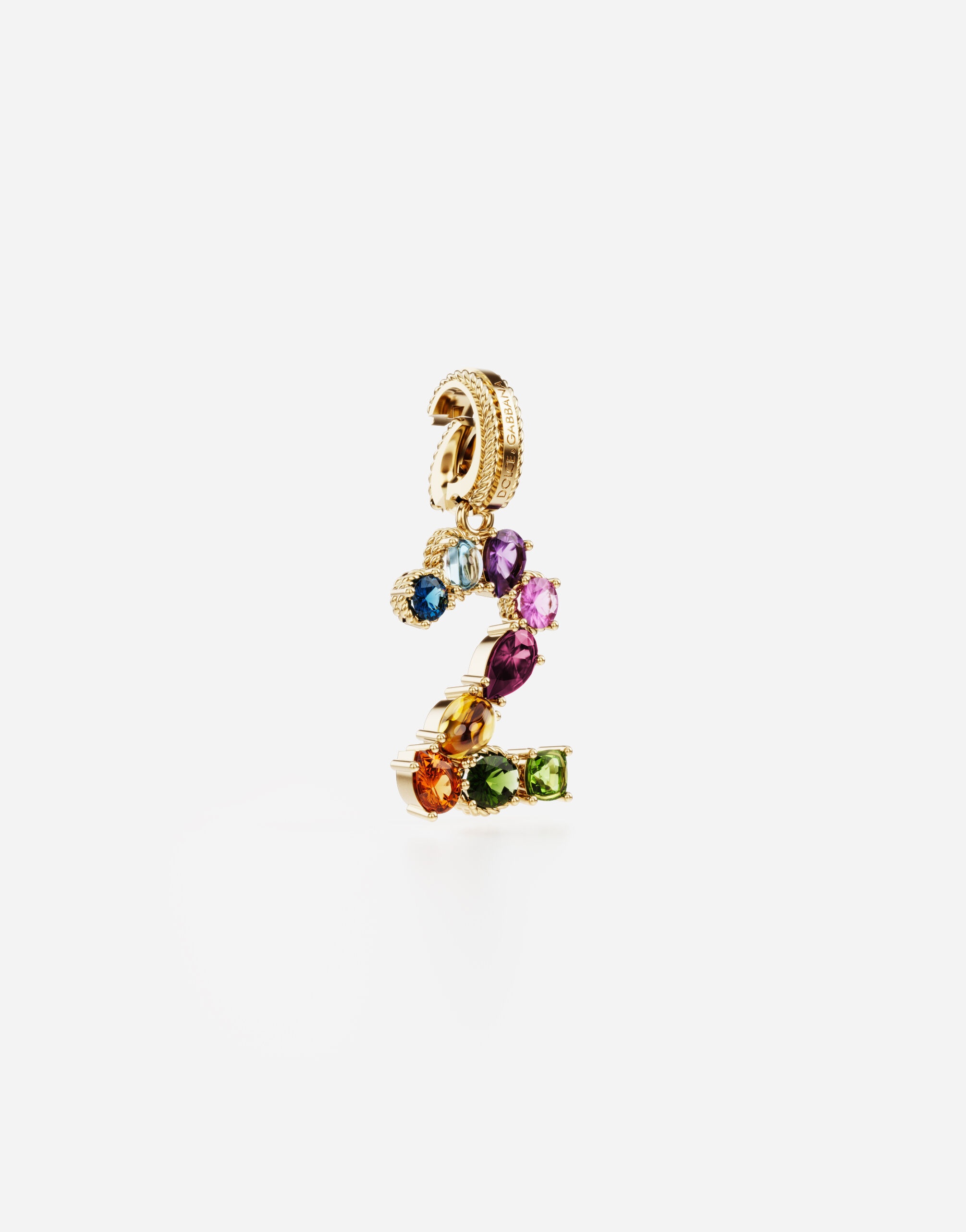 Charm 2 Lettering 18-carat yellow gold and multicolored gems - 2