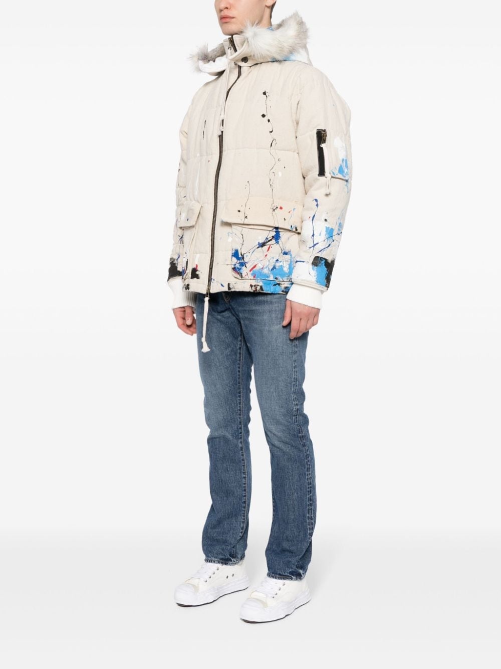 splatter-paint down jacket - 3