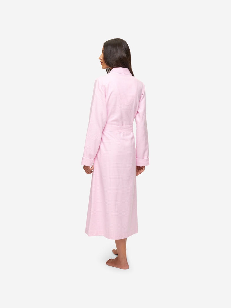 Women's Long Dressing Gown Kelburn 32 Brushed Cotton Pink - 4
