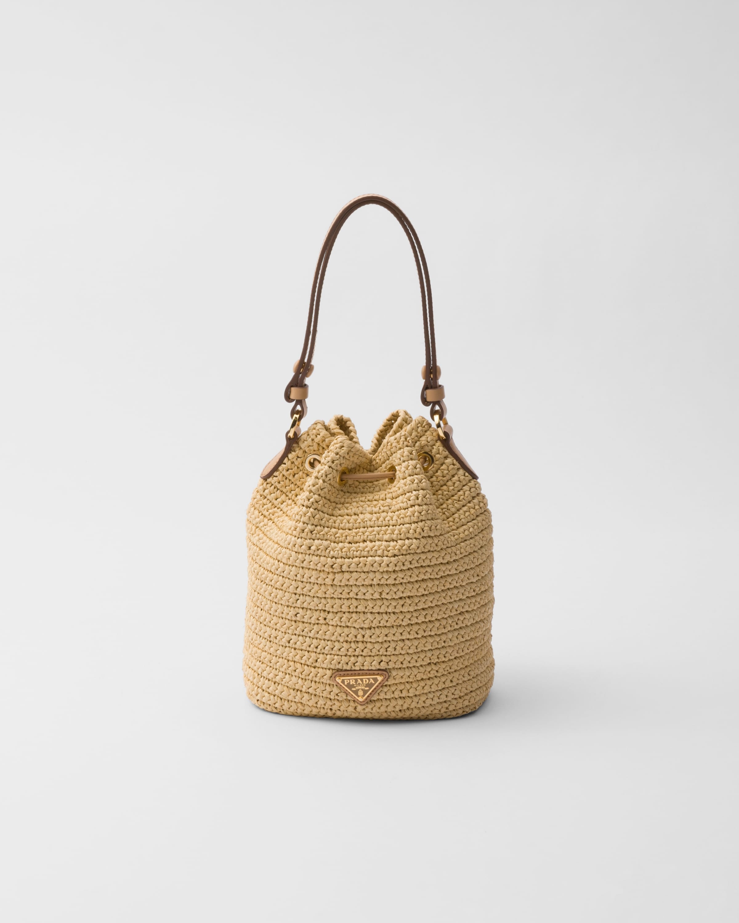 Prada Crochet and leather mini-bucket bag | REVERSIBLE