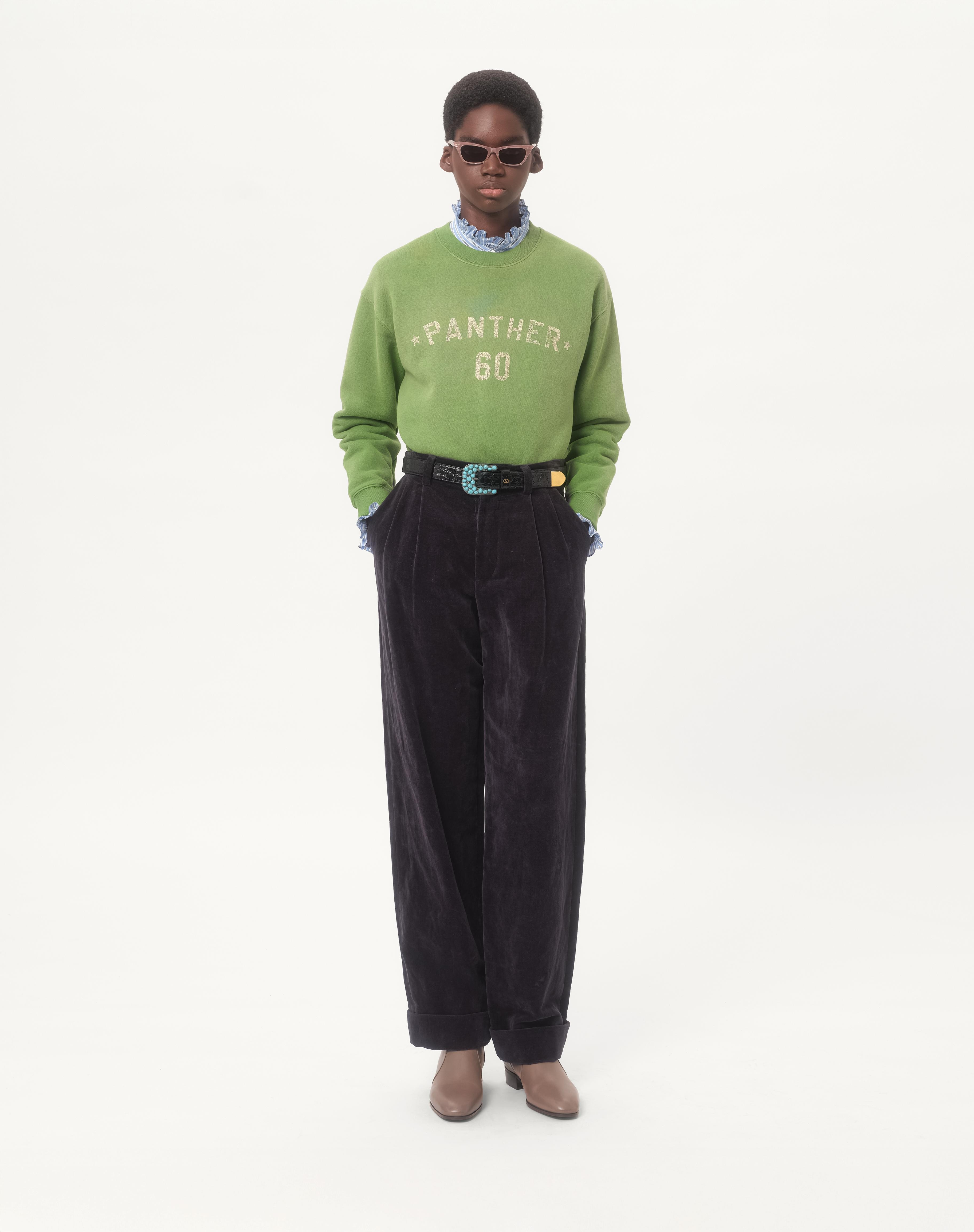 COTTON SWEATSHIRT WITH CHEZ VALENTINO PRINT - 2