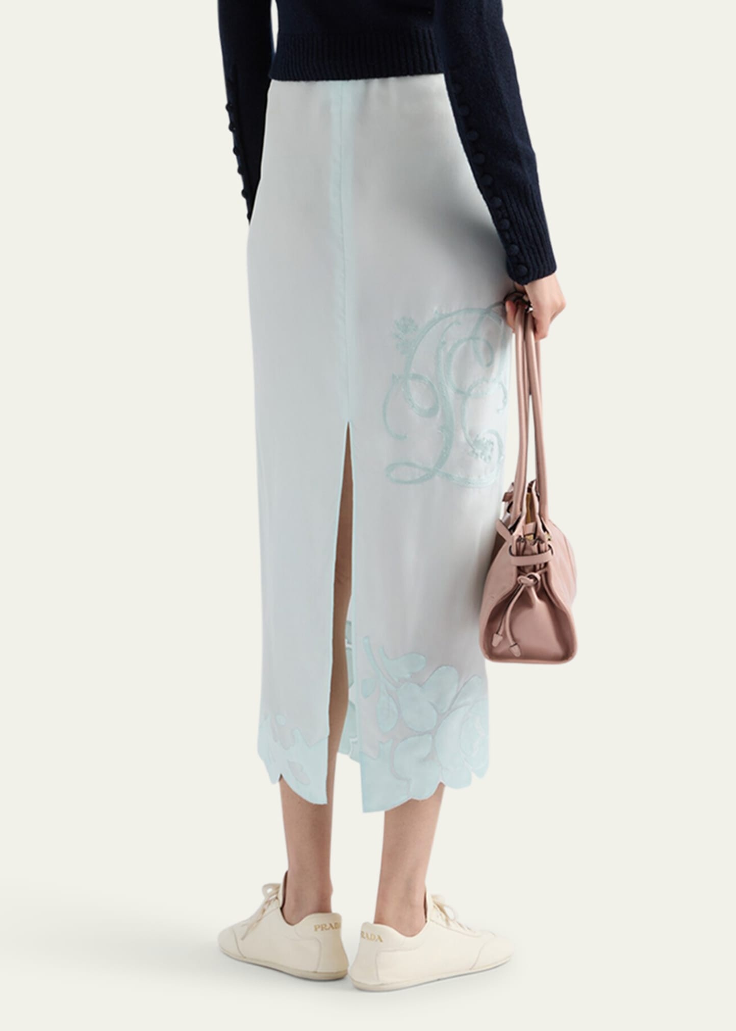 Long Drawstring Peonia Habutai Silk Skirt - 3