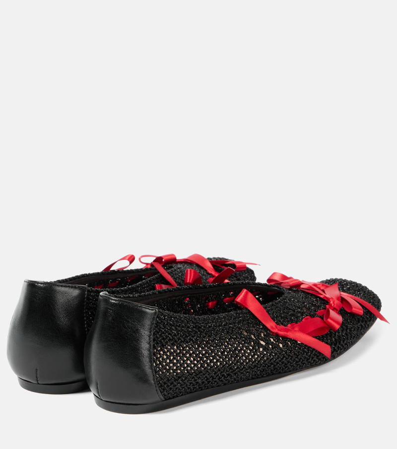Simone Rocha Bow-detail crochet ballet flats outlook