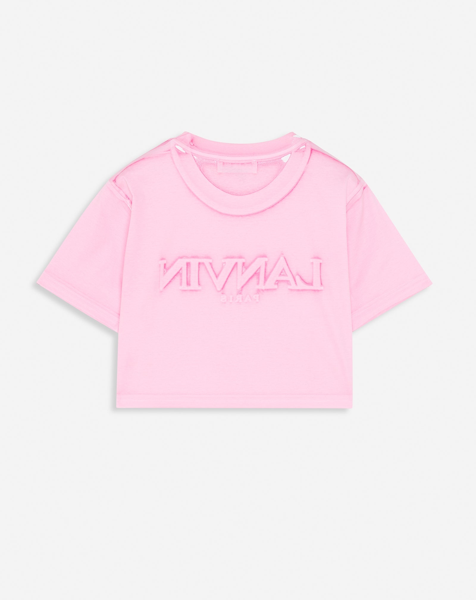 OVERPRINTED CROPPED T-SHIRT WITH LANVIN PARIS EMBROIDERY - 5