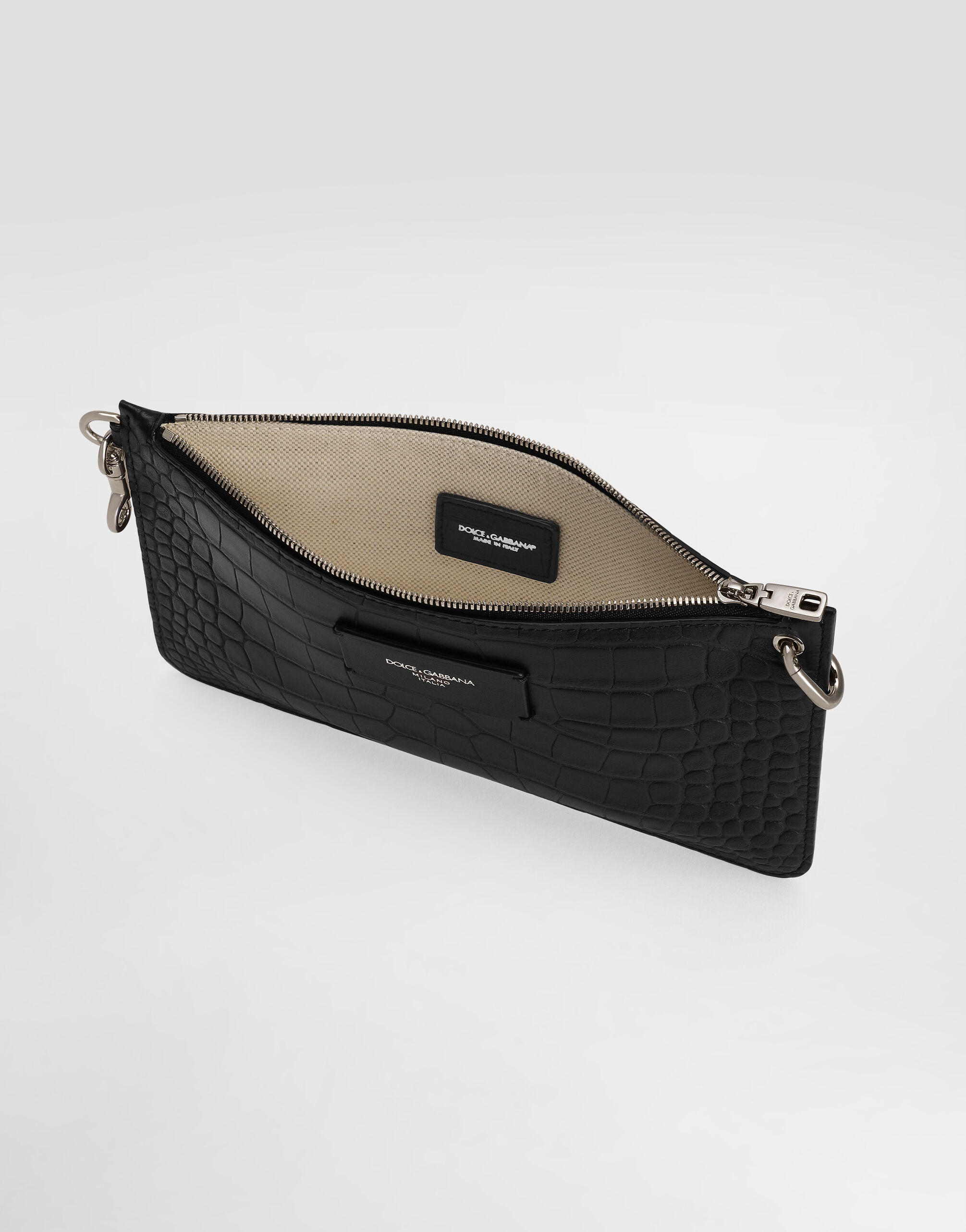 Crocodile-print calfskin toiletry bag - 6
