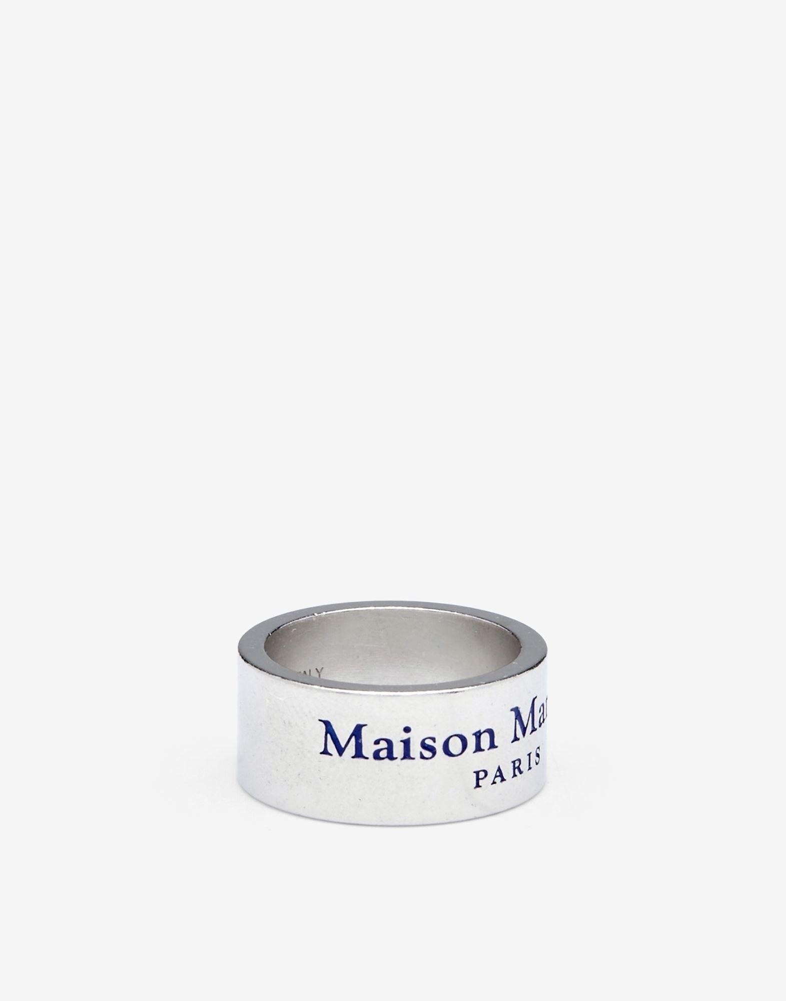Logo engraved wide silver ring - 2