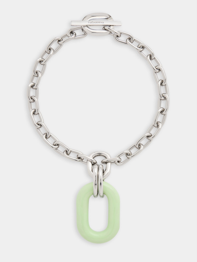 NECKLACE XL LINK IN BICOLOR SILVER AND GREEN 1