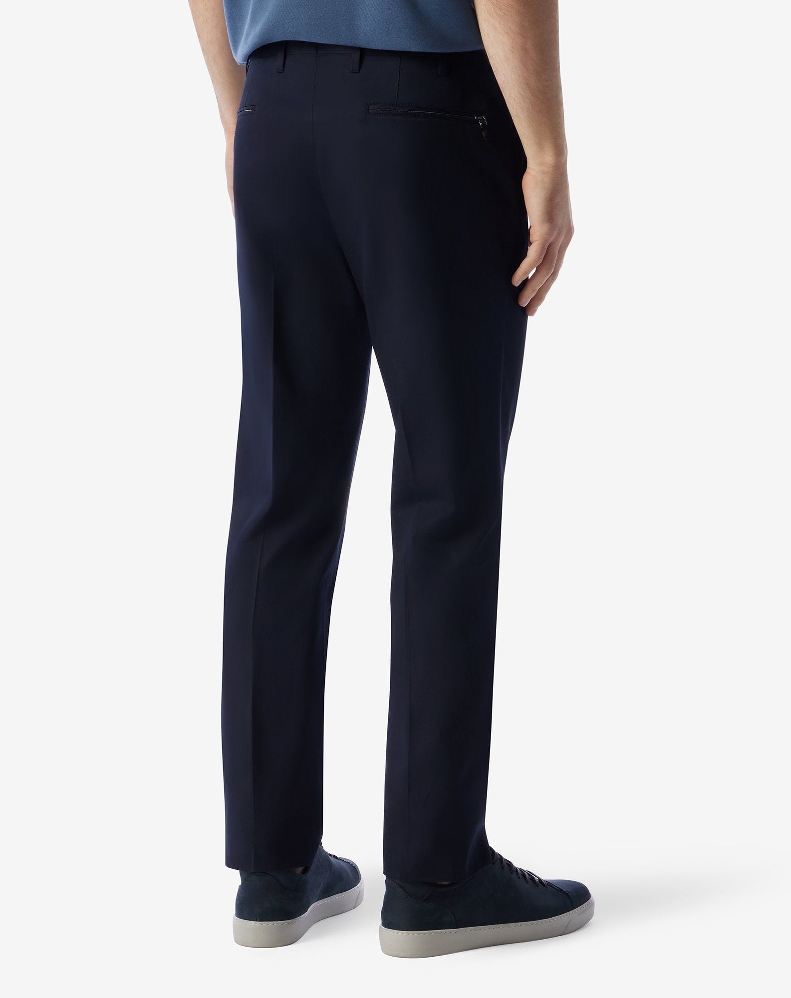 Blue stretch cotton gabardine trousers - 3