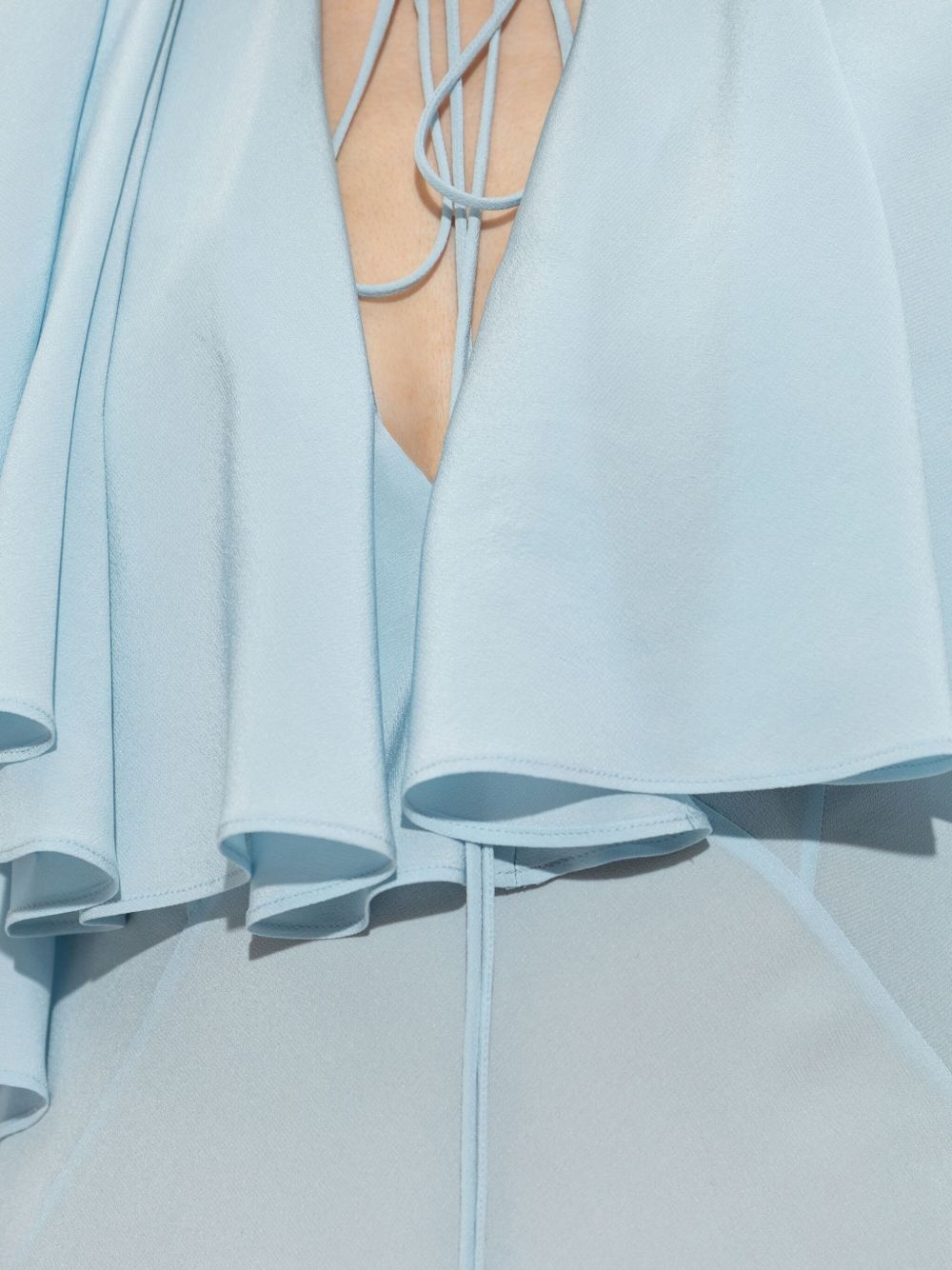 layered semi-sheer midi dress - 5