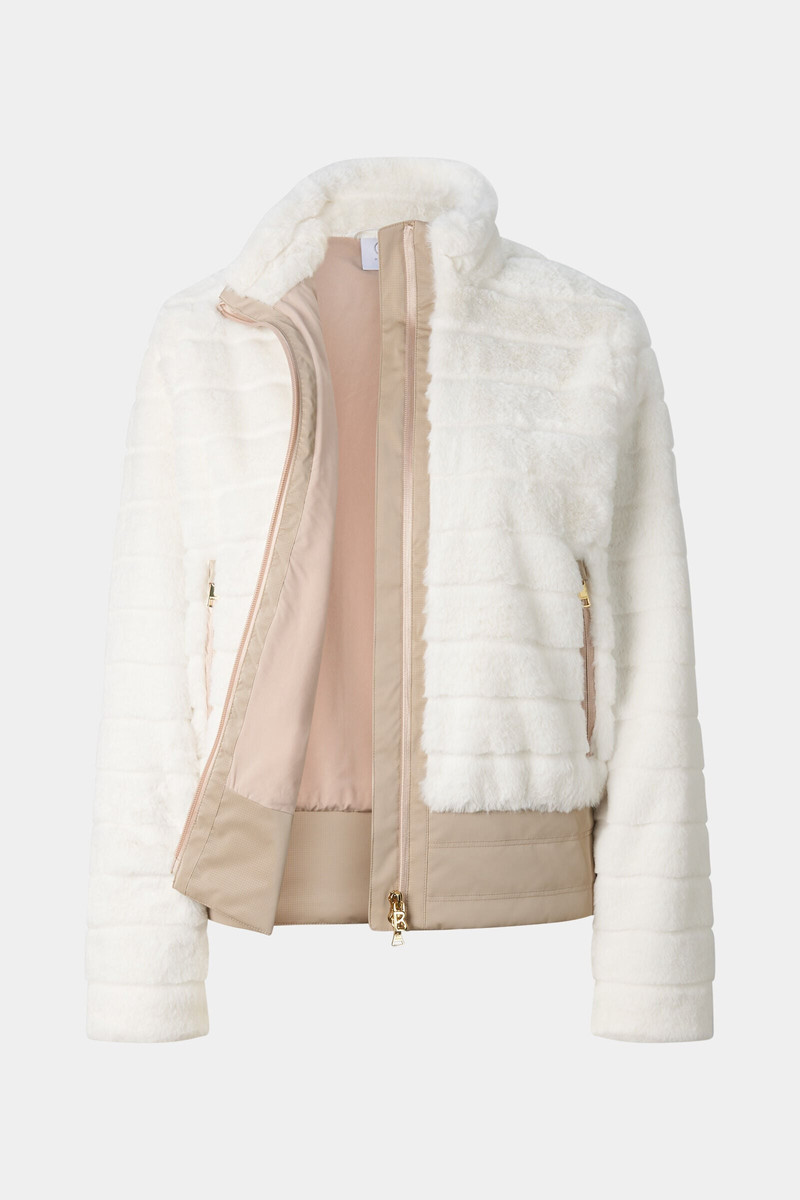 Valesca Faux Fur Jacket in Off-White/Beige 2